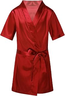 Little Girls Pajama Silk Satin Sleepwear Robe Bathrobe Kimono Night Gown for Spa Bathing Birthday Party
