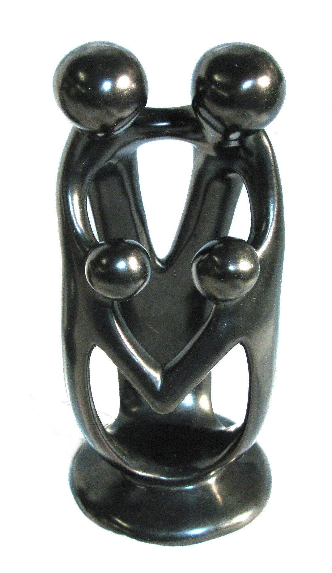 Kisii Stone Black Family Of Four Sculpture 20Cm - Fair Trade African Handcrafted Soapstone