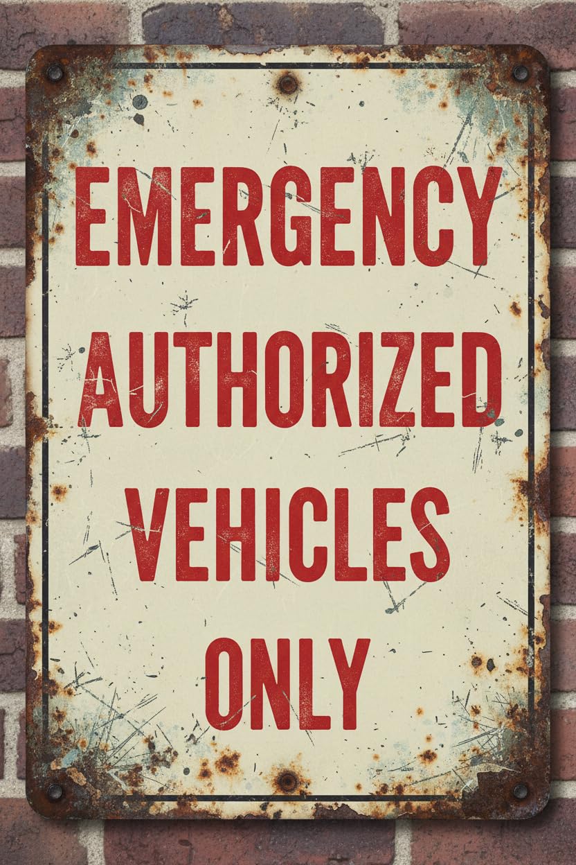 Wall Decor Emergency And Authorized Vehicles Only Sign 8x12Inch Vintage Signs Aluminum Plates Printed