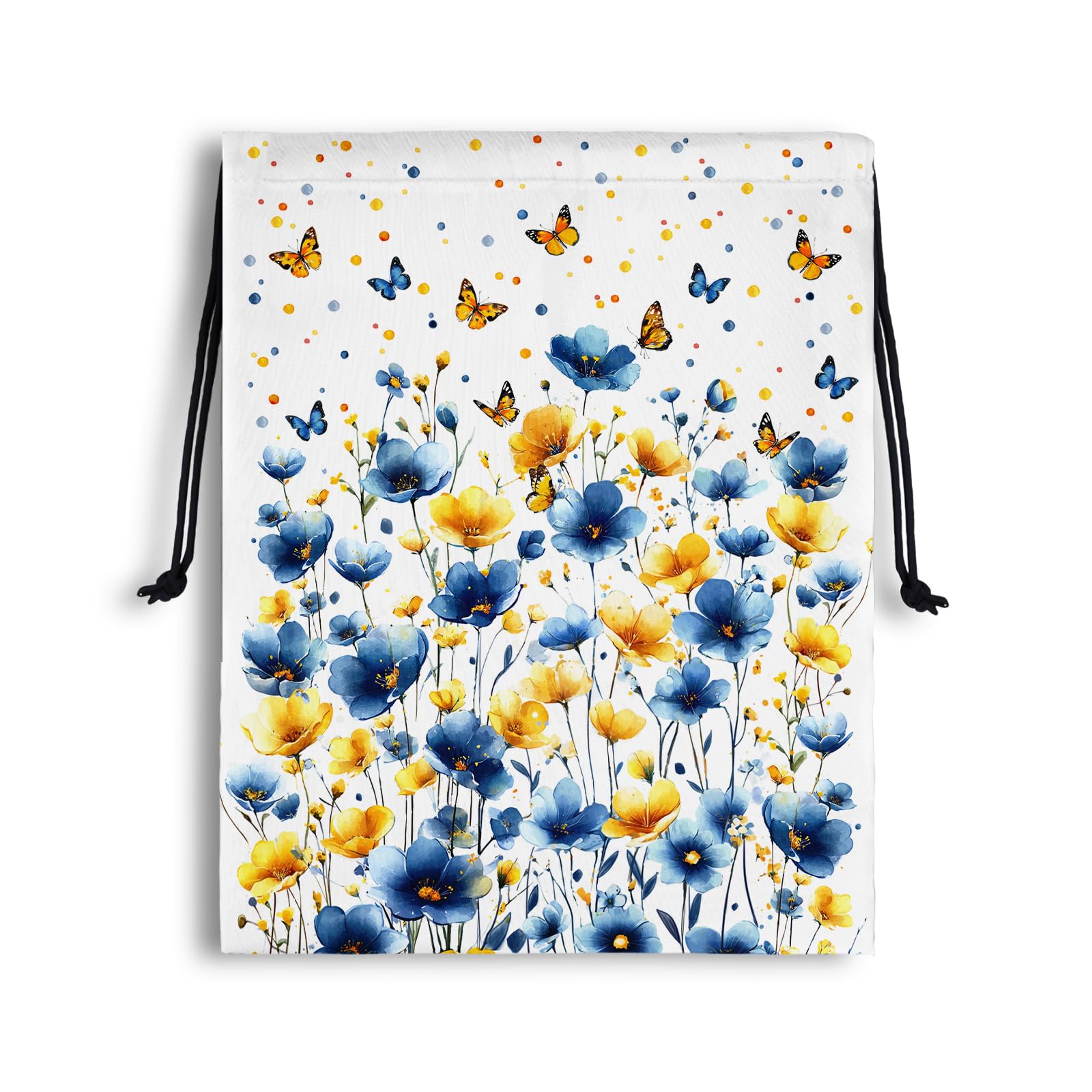 Butterfly Flower Drawstring Bag Pouch Bag for Outdoor Party Storage Headphones