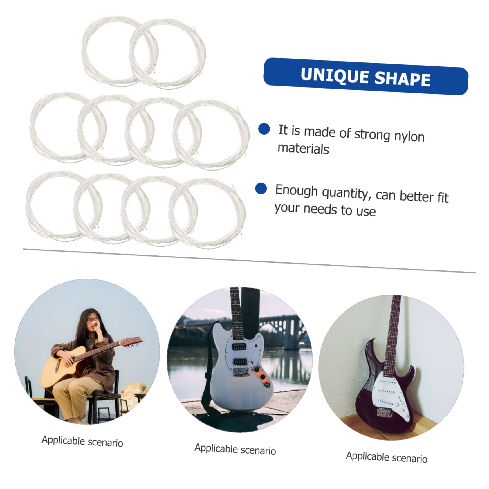 Abaodam 20 Paquetes De Cuerdas De Guitarra Cuerdas De Nailon Suministros De Guitarra Accesorio De Accesorios De Piezas De os De Folk Suministro