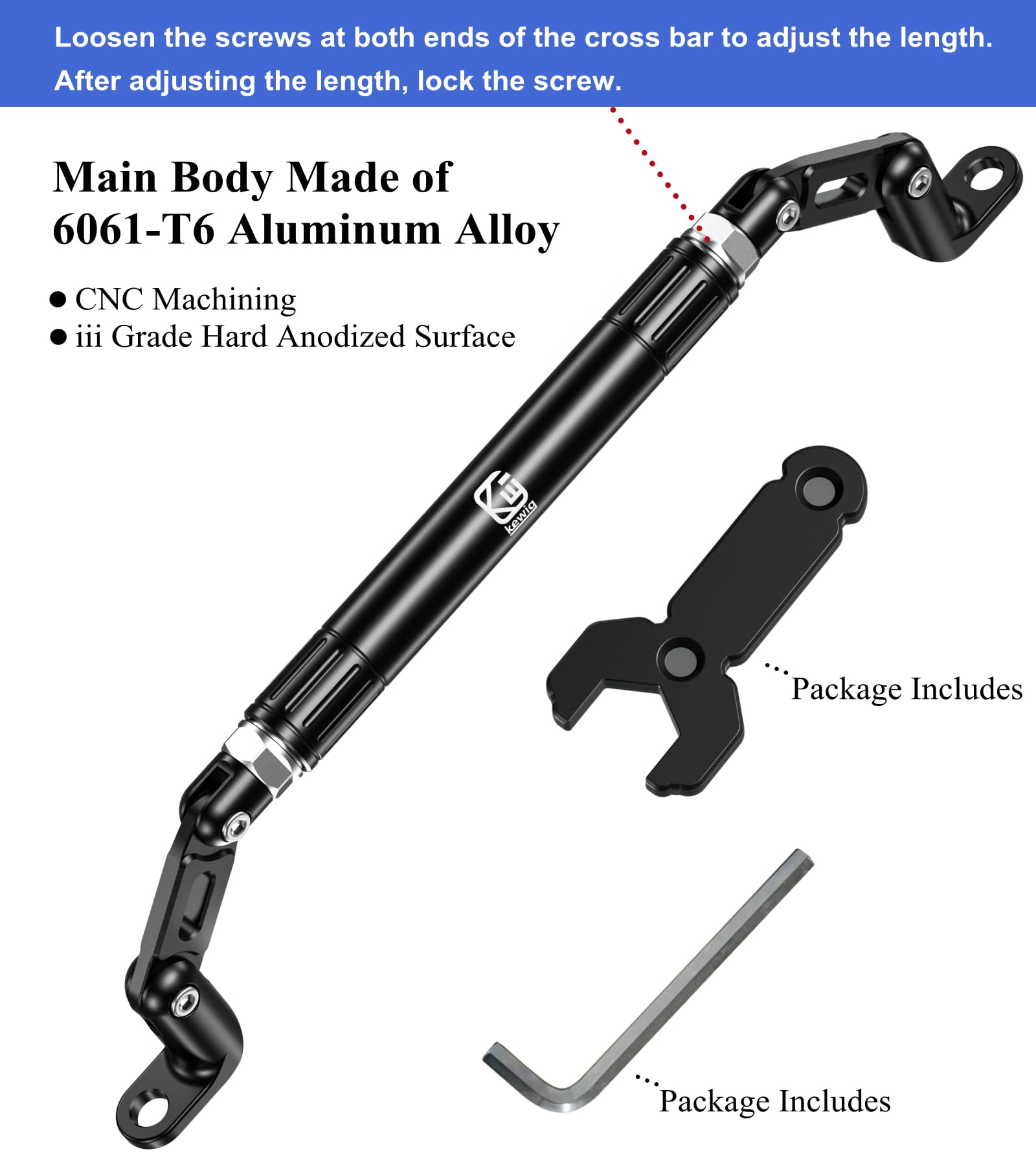 BRCOVAN Motorcycle Cross Bar Fit M10 & M8 Rear-View Mirror Screw