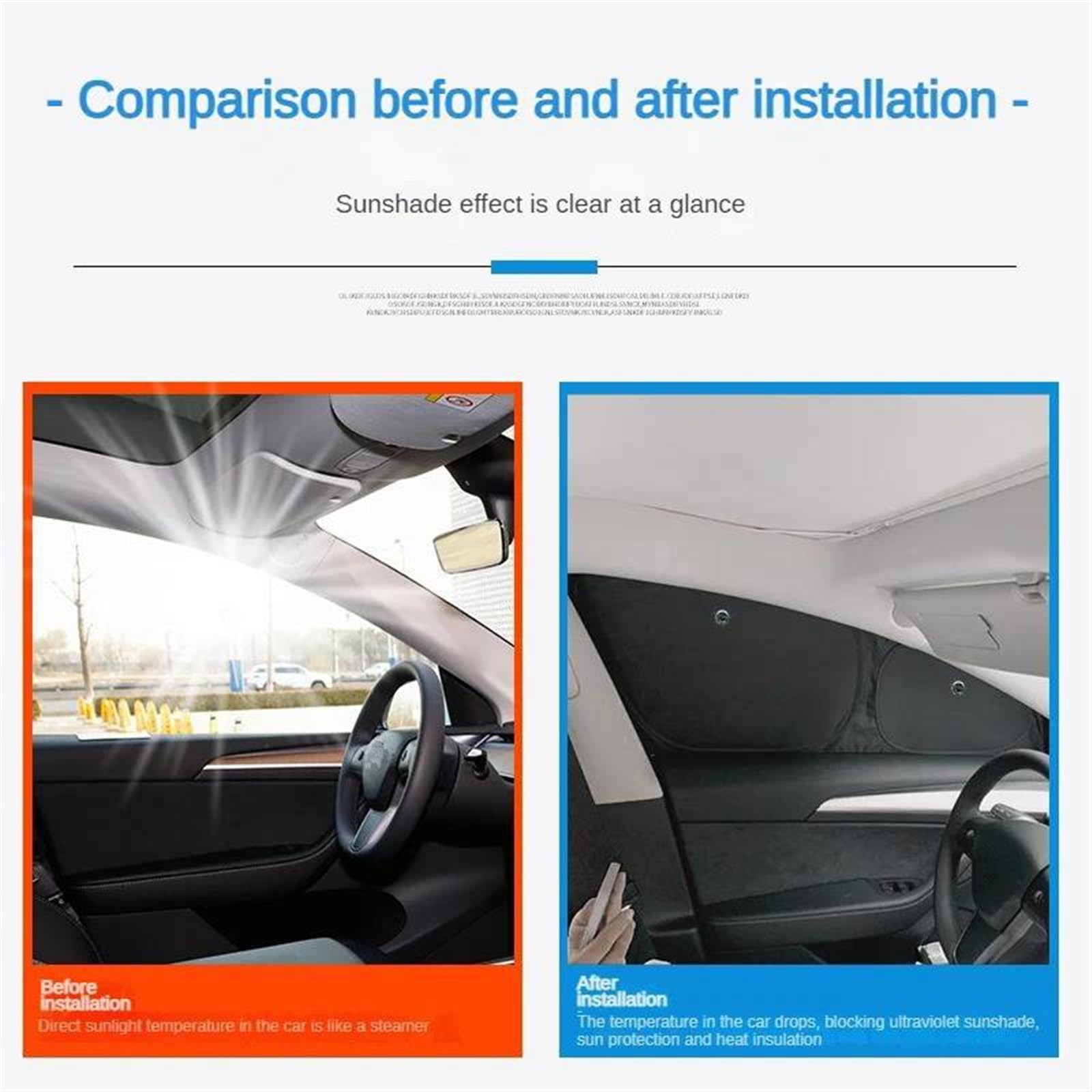 Coche Delantera Parasol Parasol para Ventana Lateral De Coche para Tesla para Model Y 2024 con Ventosas Parabrisas Delantero Trasero Sin Marco(6PCS)