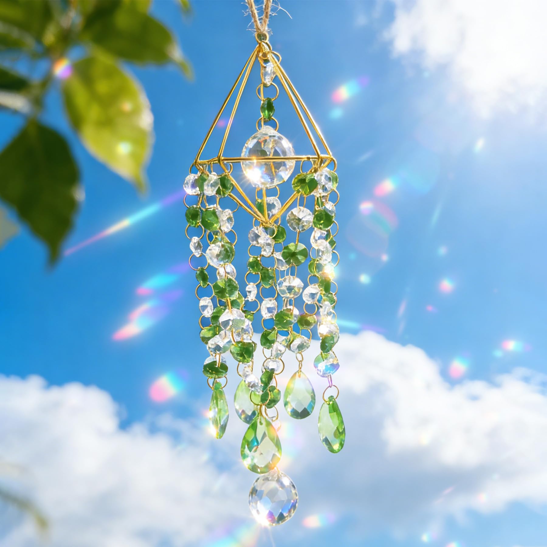 Attrape-Soleil en Cristal VEEKAY Verre K9 Pendentif Décoratif pour Fenêtre de Maison