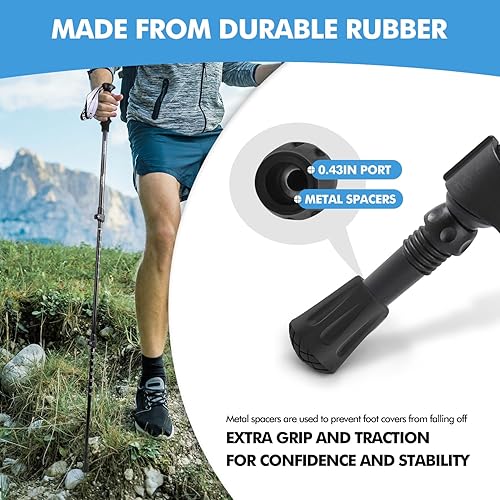 Miniatura 5 de KINGGEAR Bastones de senderismo ajustables, bastones de senderismo con bloqueo rápido abatible, ligero plegable, aluminio 7075 duradero, agarres de