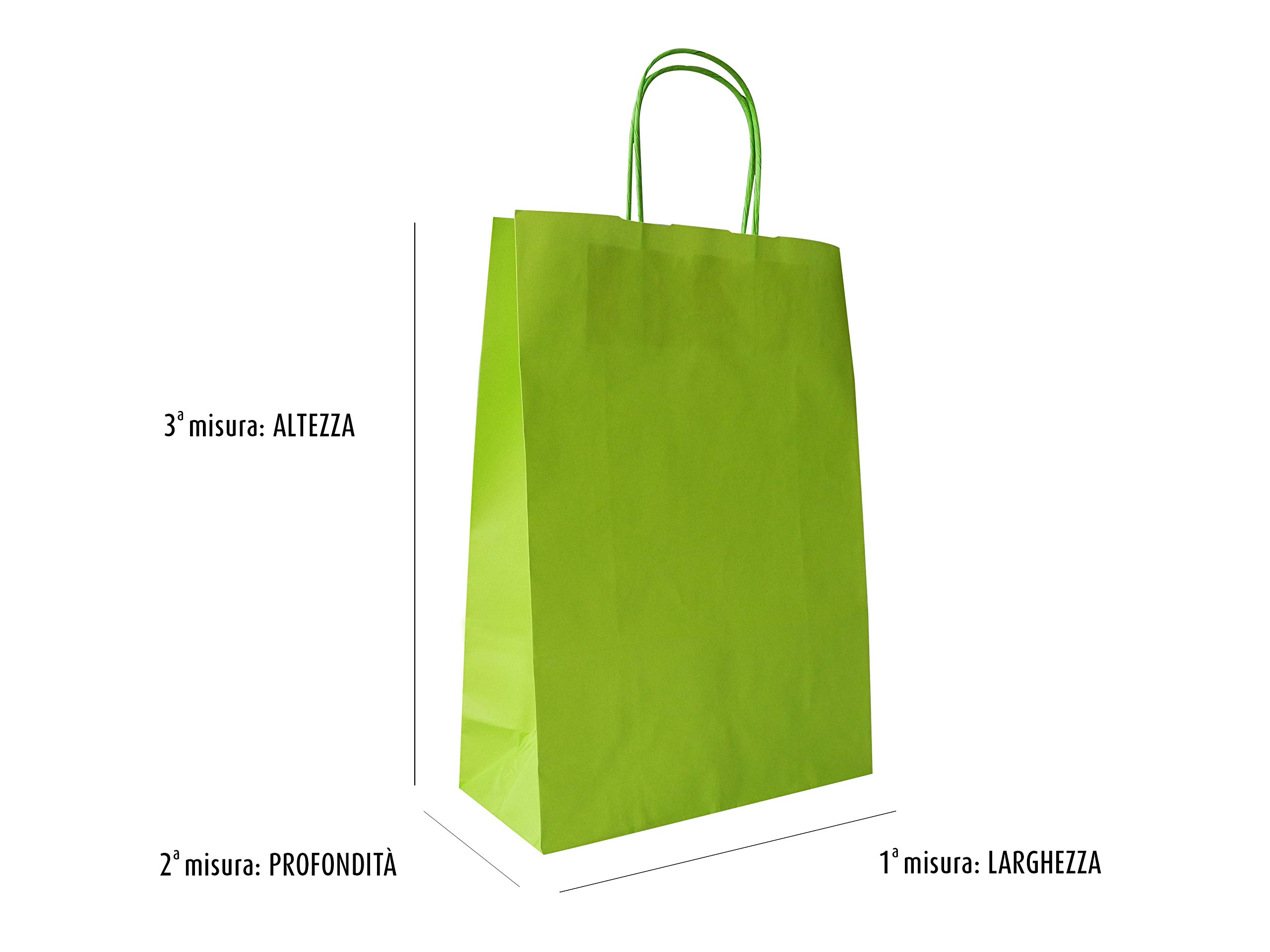 Carte Dozio - Shopper in Kraft color Verde Acido, maniglia ritorta, f.to 23+10x32, cf 25 pz