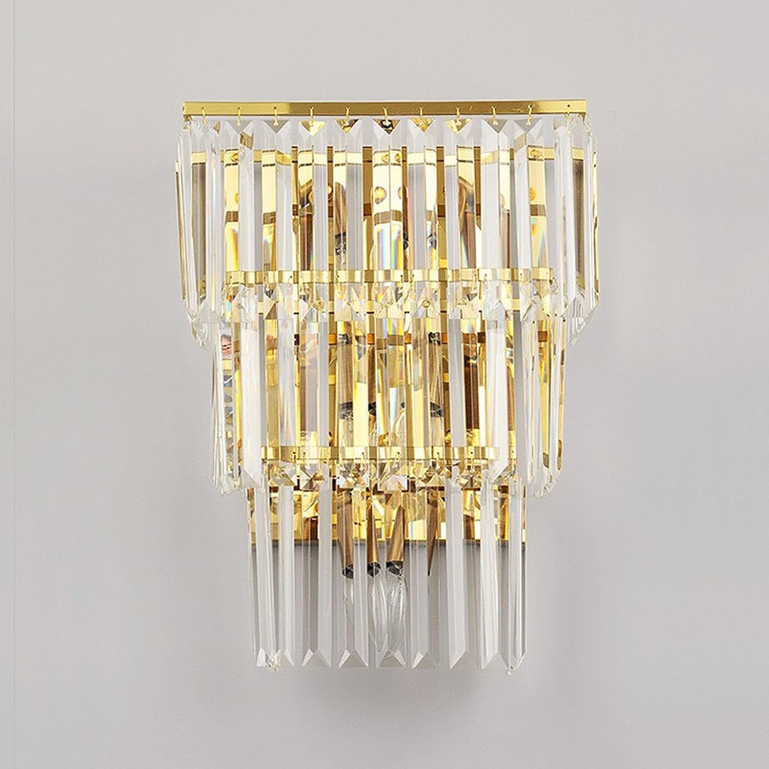 Modern Home Decoration K9 Crystal Wall Sconce Lighting Modern Wall Mounted Lamp 3-Tiers Bathroom Vanity Light Fixture Luxury Gold Bedroom Wall Light for Hallway Iving Room Bedside Hotels