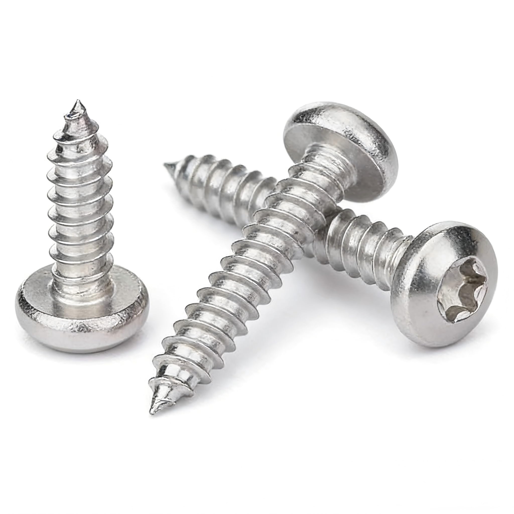 M4 x 12mm Torx Round Pan Head Self Tapping Screws, Stainless Steel 304, Metal Wood Screw, 50 PCS