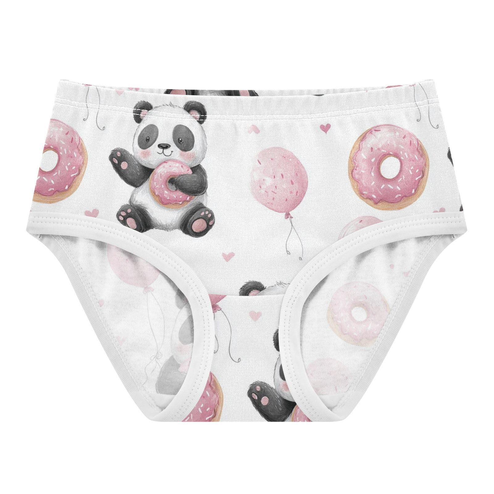 Wusikd Cute Panda Bear Pink Doughnut Girls Underwear Cotton Girls Briefs Soft Toddler Underwear 2T