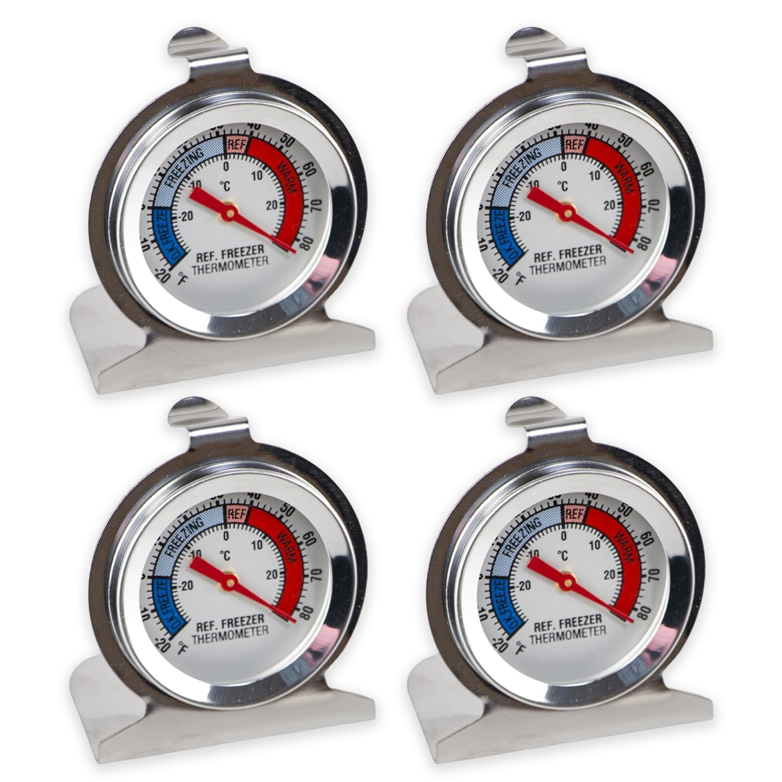 4 Pack Refrigerator Freezer Thermometer, Large Dial Analog Thermometer for Fridge Freezer Cooler