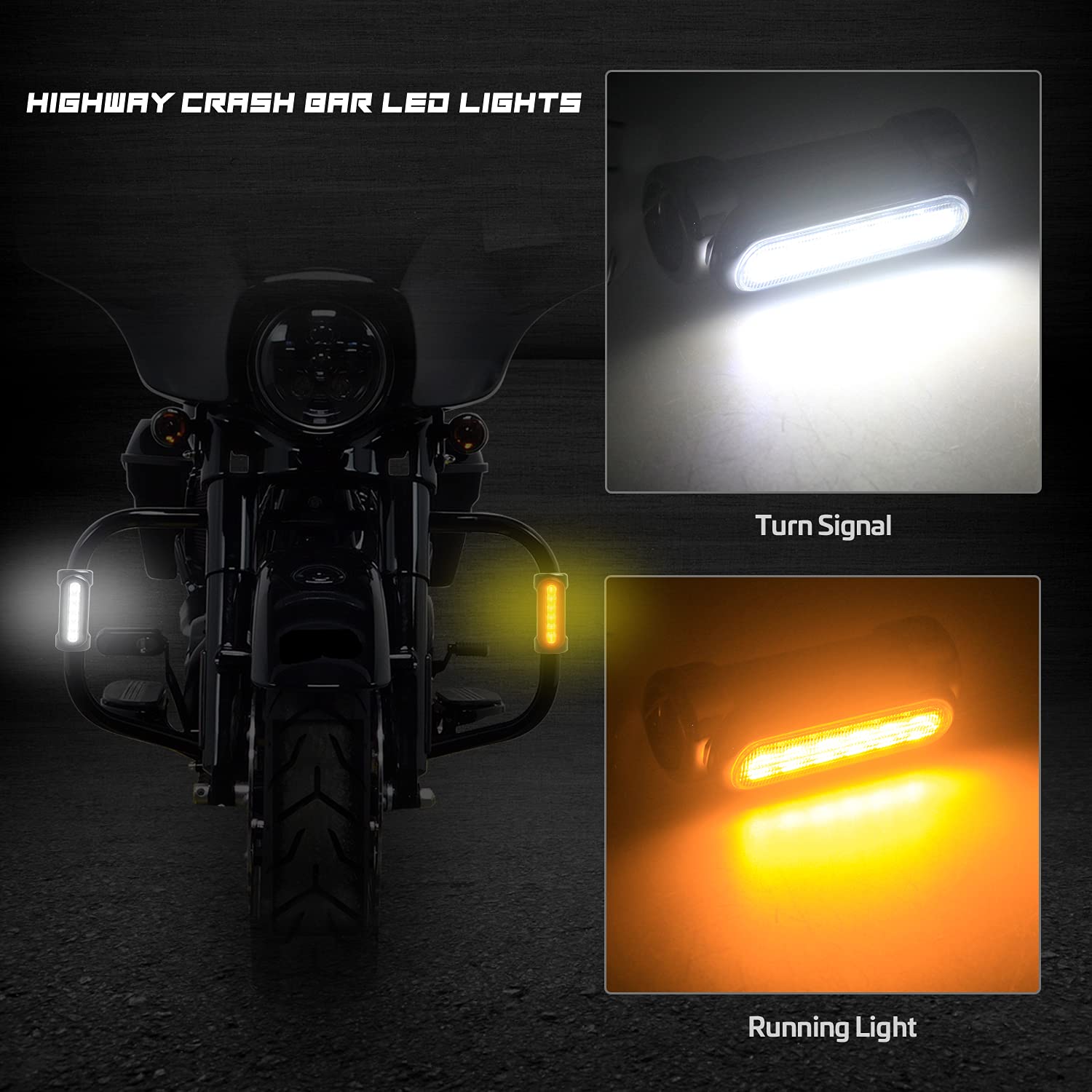 Buy NTHREEAUTO 1 1/4 Inch Highway Bar Light LED Crash Bar Turn Signal