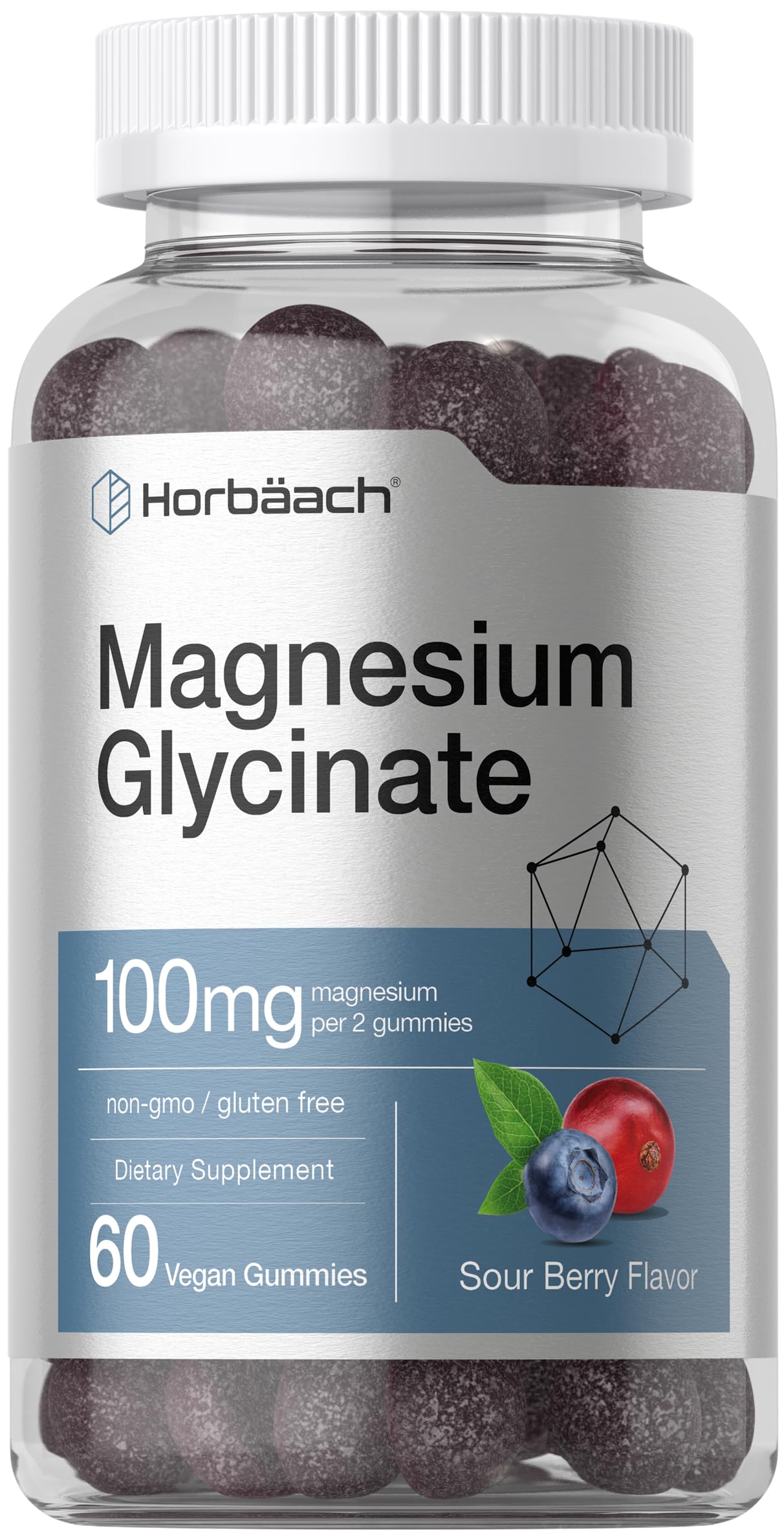 Horbäach Magnesium Glycinate 100mg Supplement | 60 Vegan Gummies