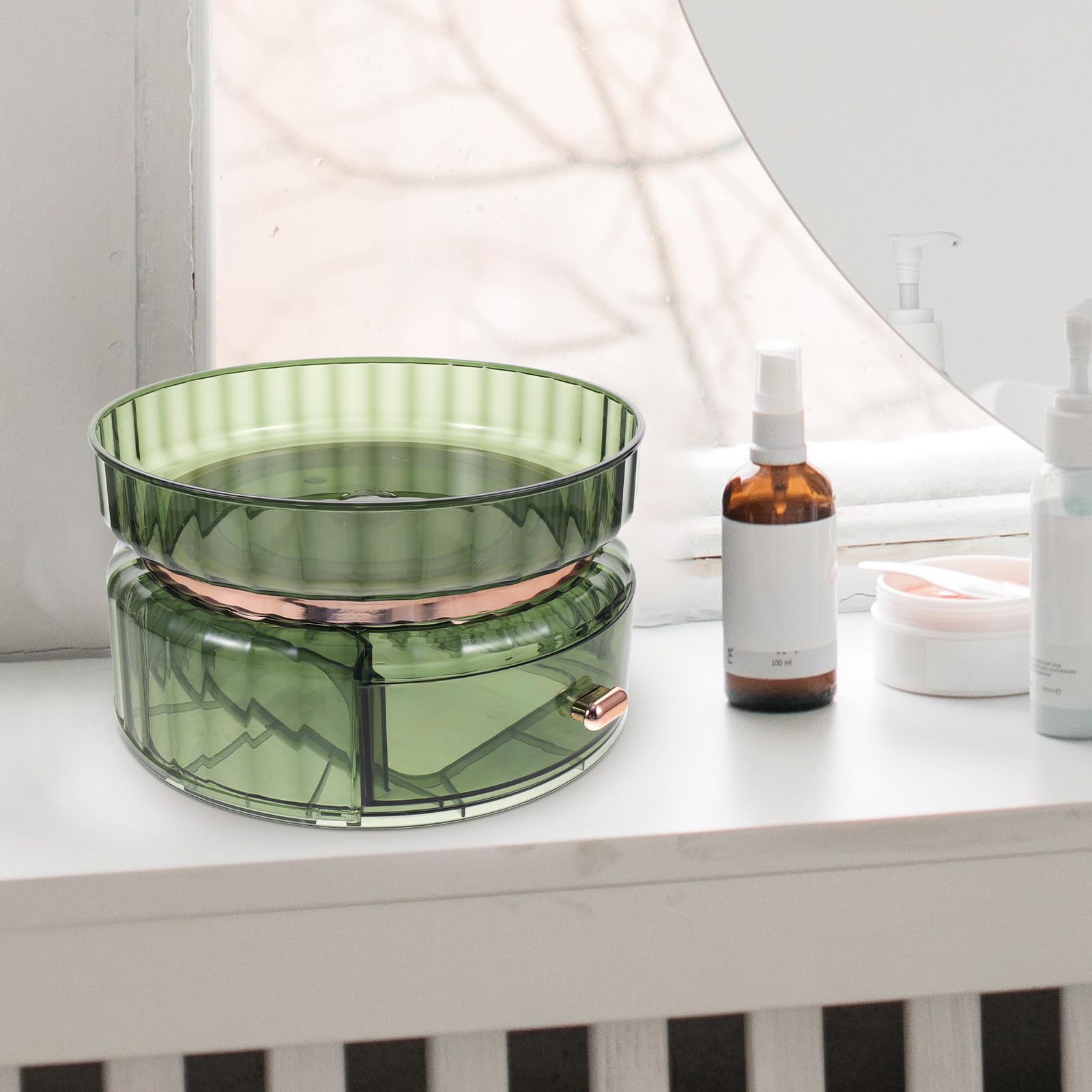 Drehbarer Make Up Organizer aus Pet für Arbeitsfläche und Schminktisch