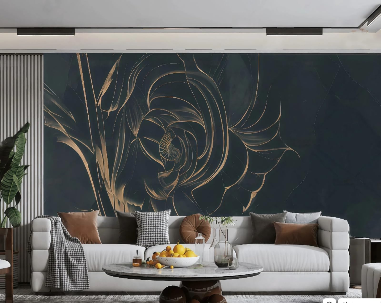 Tapeta nowoczesna, minimalistyczna złota róża sztuka reliefowa marmur, wzór do salonu, sypialni, tło tapeta, hotel, restauracja, kawiarnia, obraz ścienny, 3D, 150 x 105 cm