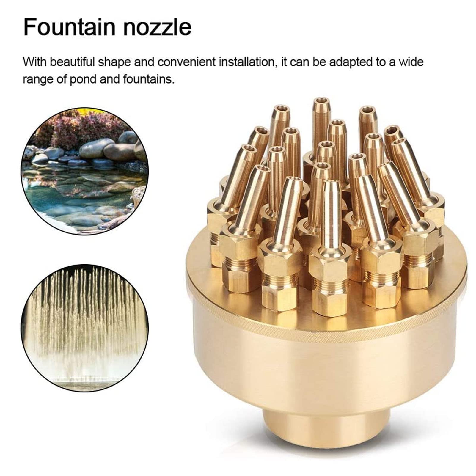 Ugello per Fontana in Ottone 3 Strati Regolabile Ugello per Fontana Irrigatore a Spruzzo per Giardino Parco Stagno Piscina Waterscape G1 Pollice Irrigatore a Spruzzo (g1in)