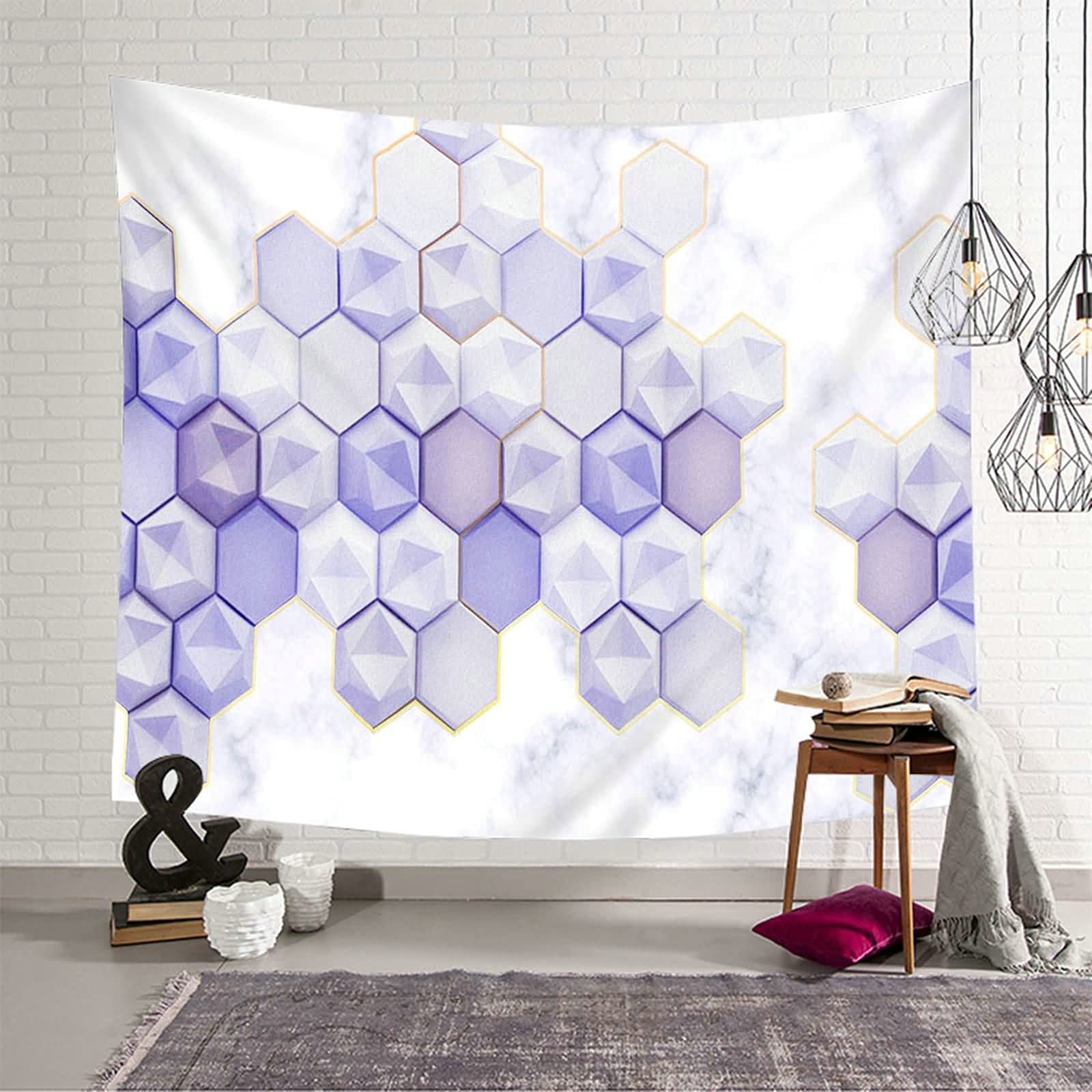 Tapiz de pared lila KnSam con diseño hexagonal geométrico de poliéster resistente