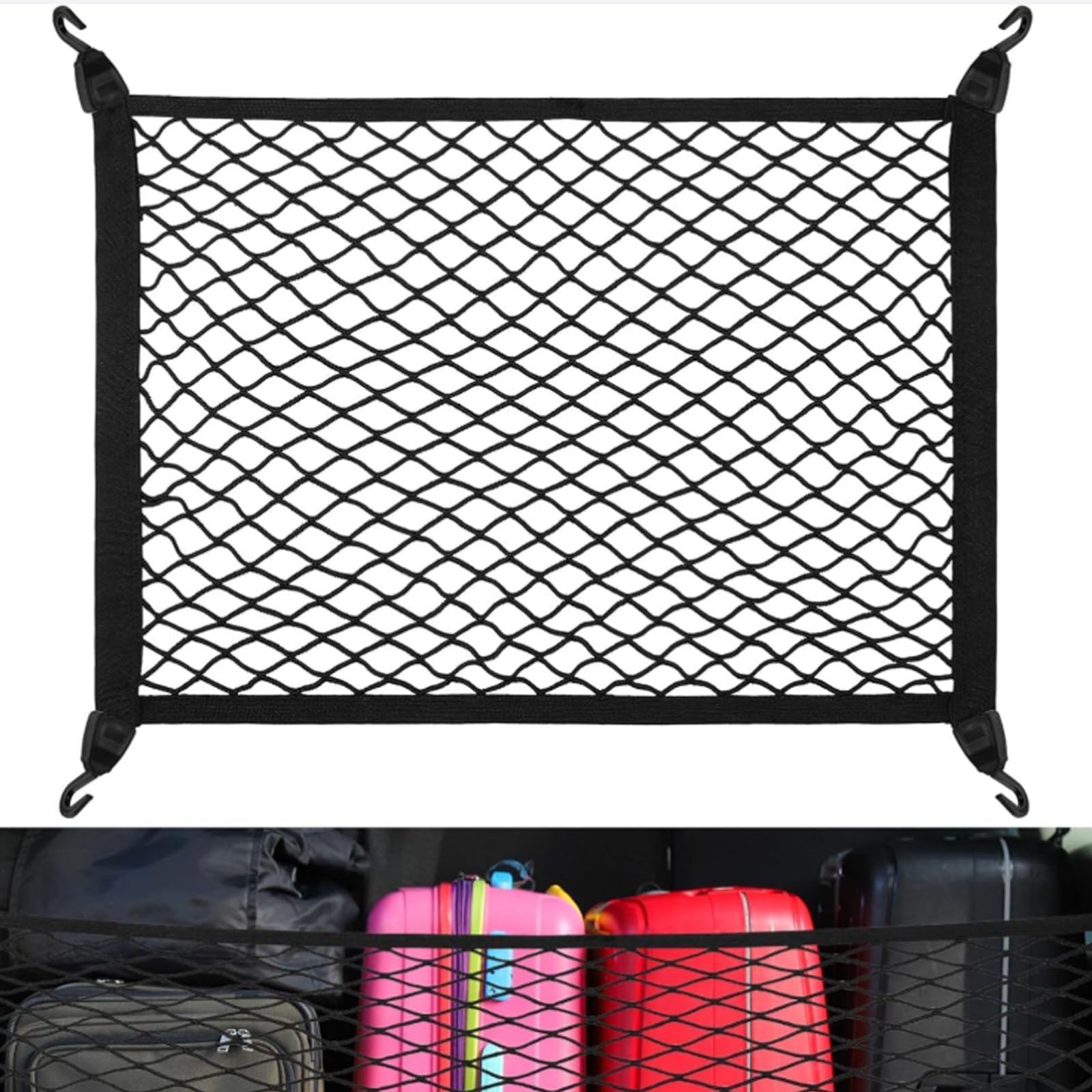 JIAHAI Storage Nets for Campervans for Mercedes Benz EQ EQB SUV EQB 250 / EQB 300/ EQB 350 4MATIC SUV, Car Boot Storage Net, Car Cargo Net, Adjustable Elastic Organizer for Vehicle Van RV SUV