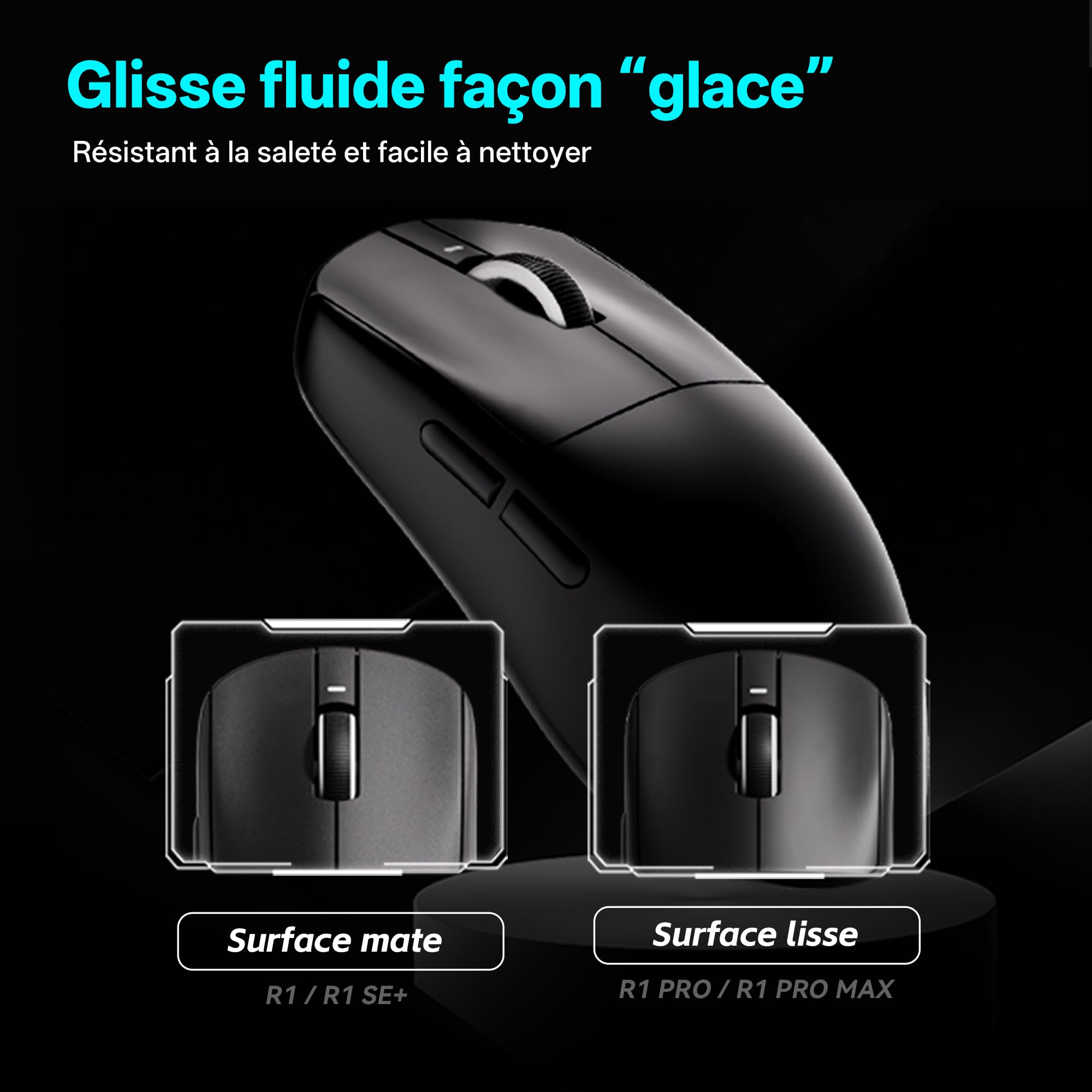 ATK VXE Dragonfly R1 Pro Max Souris Gaming sans Fil, Capteur PAW3395, jusqu'à 26 000 PPP, Ultra-légère 53g, Batterie 150 Heures, Revêtement Lisse Effet Glace, Double Mode 2,4 G/Filaire – Noire
