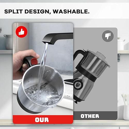 Miniatura 5 de Molinillos eléctricos para especias y nueces, 3 cuchillas de acero inoxidable, 1 filtro, 1 cepillo, molinillo de 500 W para uso en seco de cocina