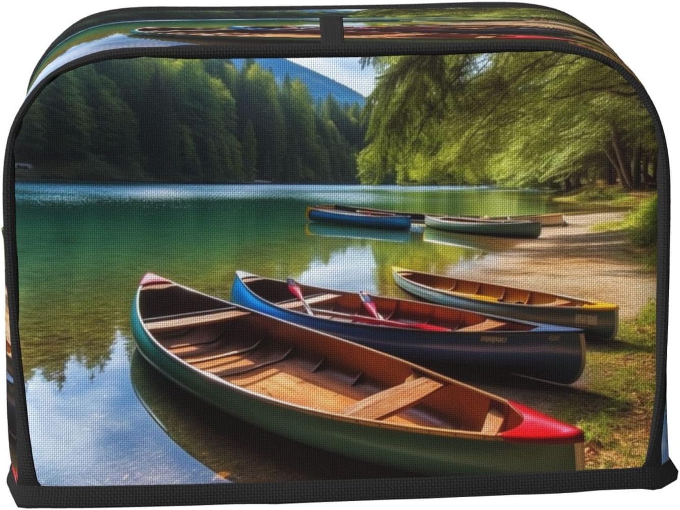 Lake with Boats Canoes Park Toaster Cover 2 slice Kitchen Small Appliance Covers with Pockets Toaster Dust Cover with Top Handle Oven Cover Washable Universal Bread Maker Cover for Kitchen