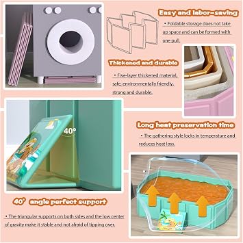 Foldable Baby Bathtub, Portable Non-Slip Shower Tray, Toddler Bath Tub with Drain Plug, Cat and Dog Pet Wash Shower Basin (Pink)