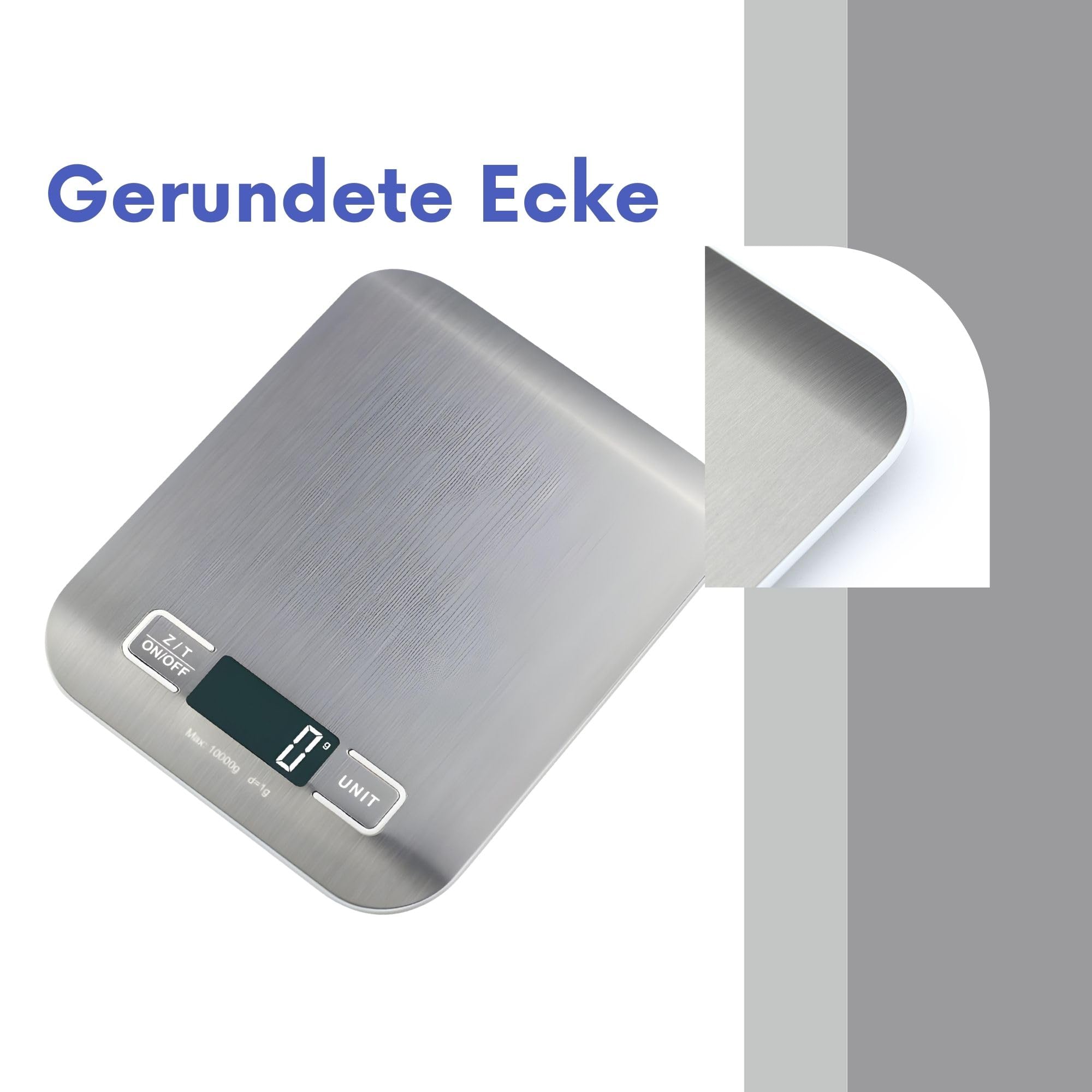 DIVID Digitalwaage – Küchenwaage 0,001g–10kg, Edelstahl, LCD, Tara, Inkl. Batterien