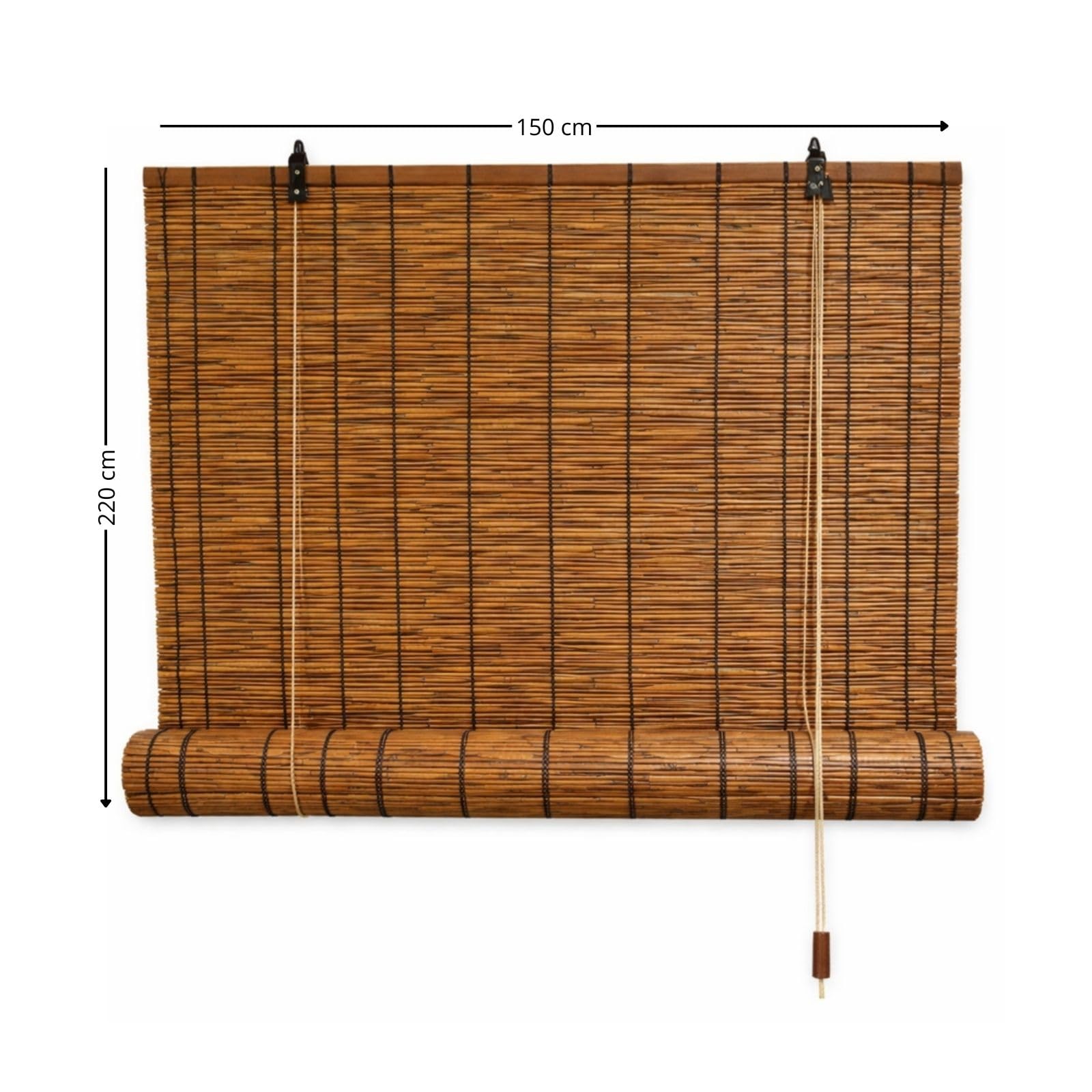 Acomoda Textil – Persiana Enrollable de Bambú Natural para Puertas y Ventanas Decorativa Marrón. Estor Ajustable de Ocultación para Exterior e Interior Protector de Fácil Instalación. (150x220 cm) — view 2
