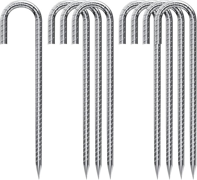 8PCS Rebar Stakes J Hook Extra Heavy Duty,【12 inch Long