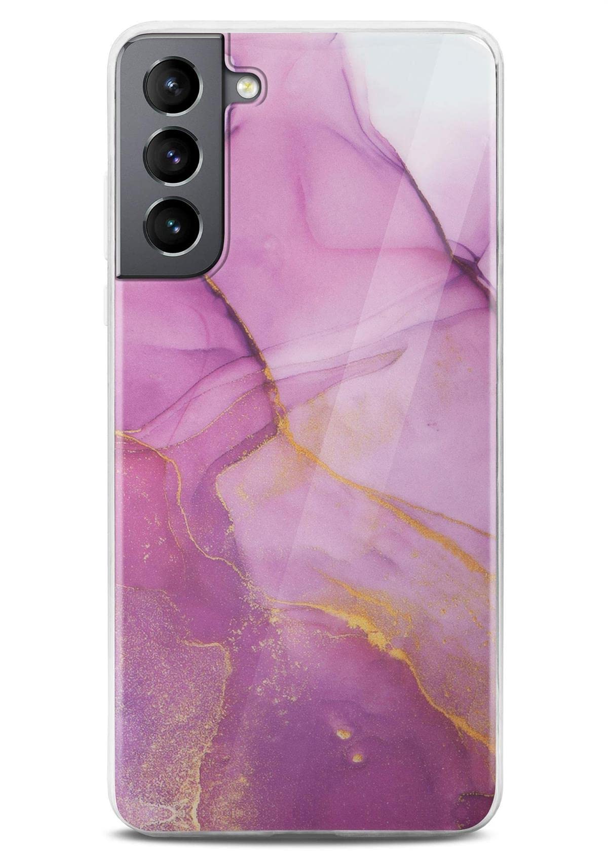 Coque compatible Samsung S21 ONEFLOW en silicone pailleté effet marbre - 8