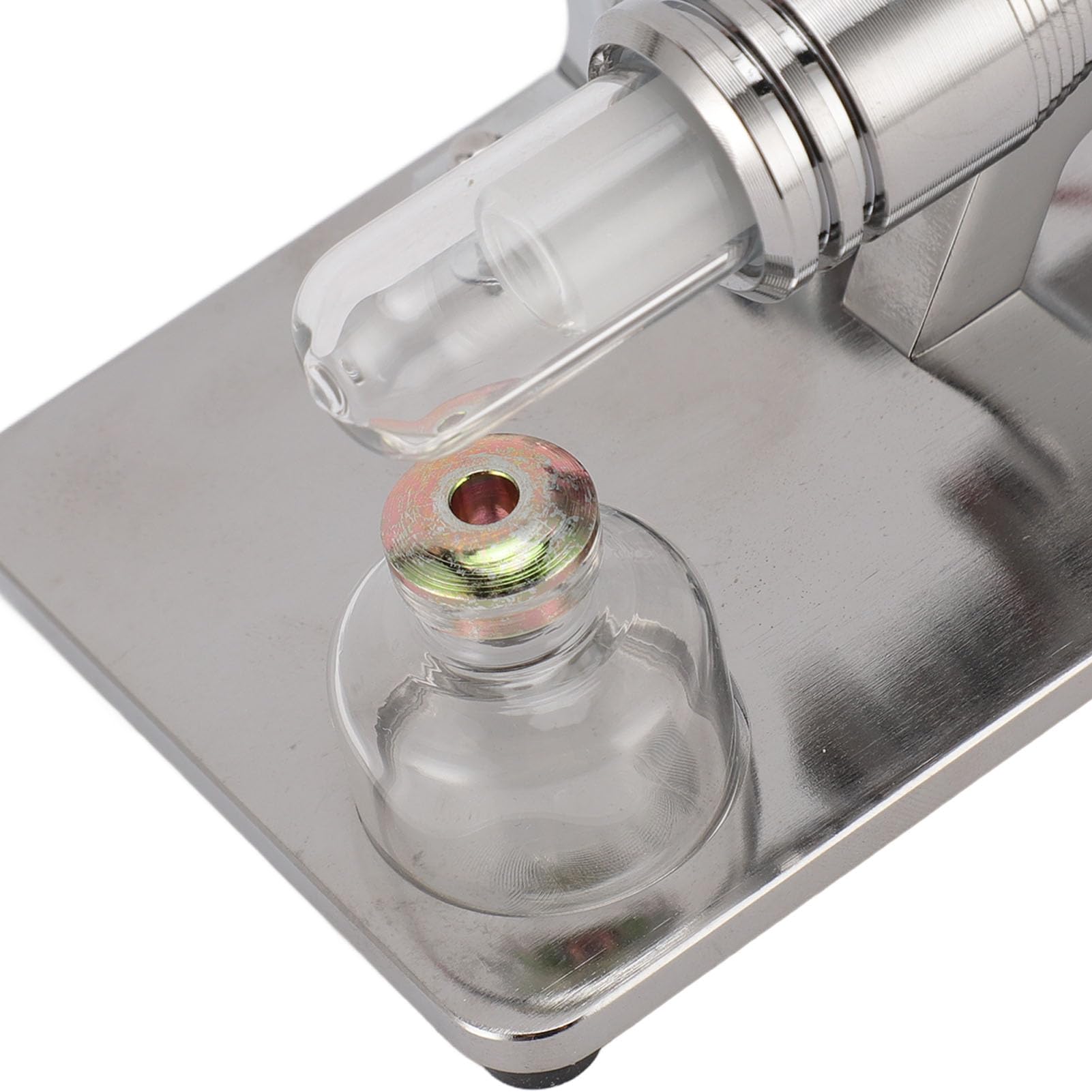 CHICIRIS Stirlingmotor-Motormodell, Buntes LED-Lernspielzeug für und Erwachsene, Aluminiumlegierung, 1 Einheit (Silver)