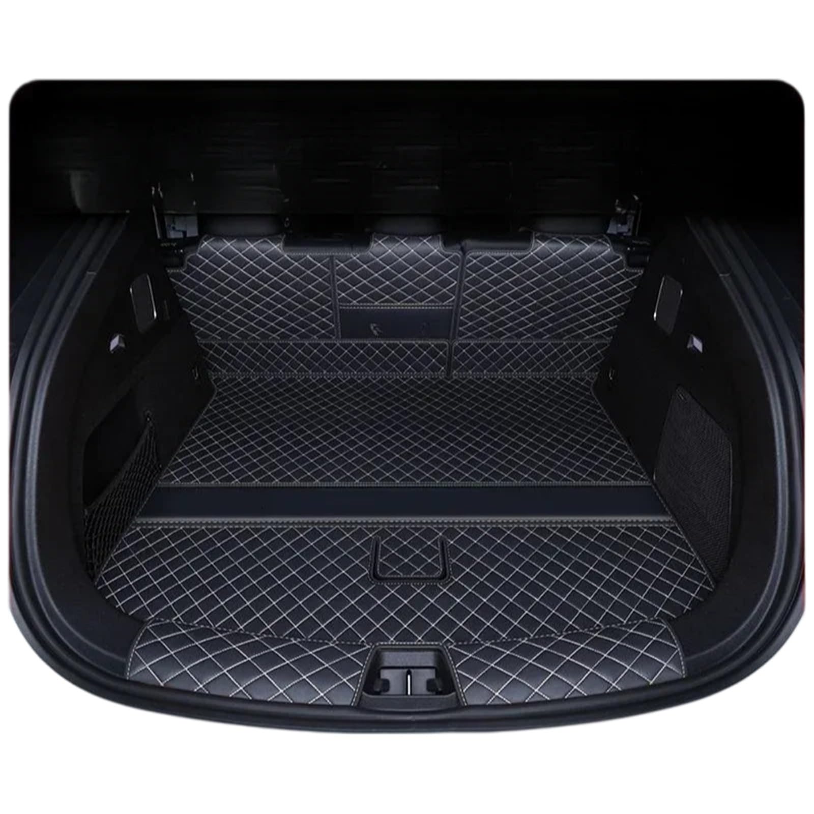 Wykładzina bagażnika Pasuje Do Byd Sealion 7 2024 2025 Mata Bagażnika Samochodu Tylna Wkładka Cargo Skórzana Podłoga Dywanowa Taca Cargo Liner Dla Psów(Black beige half)