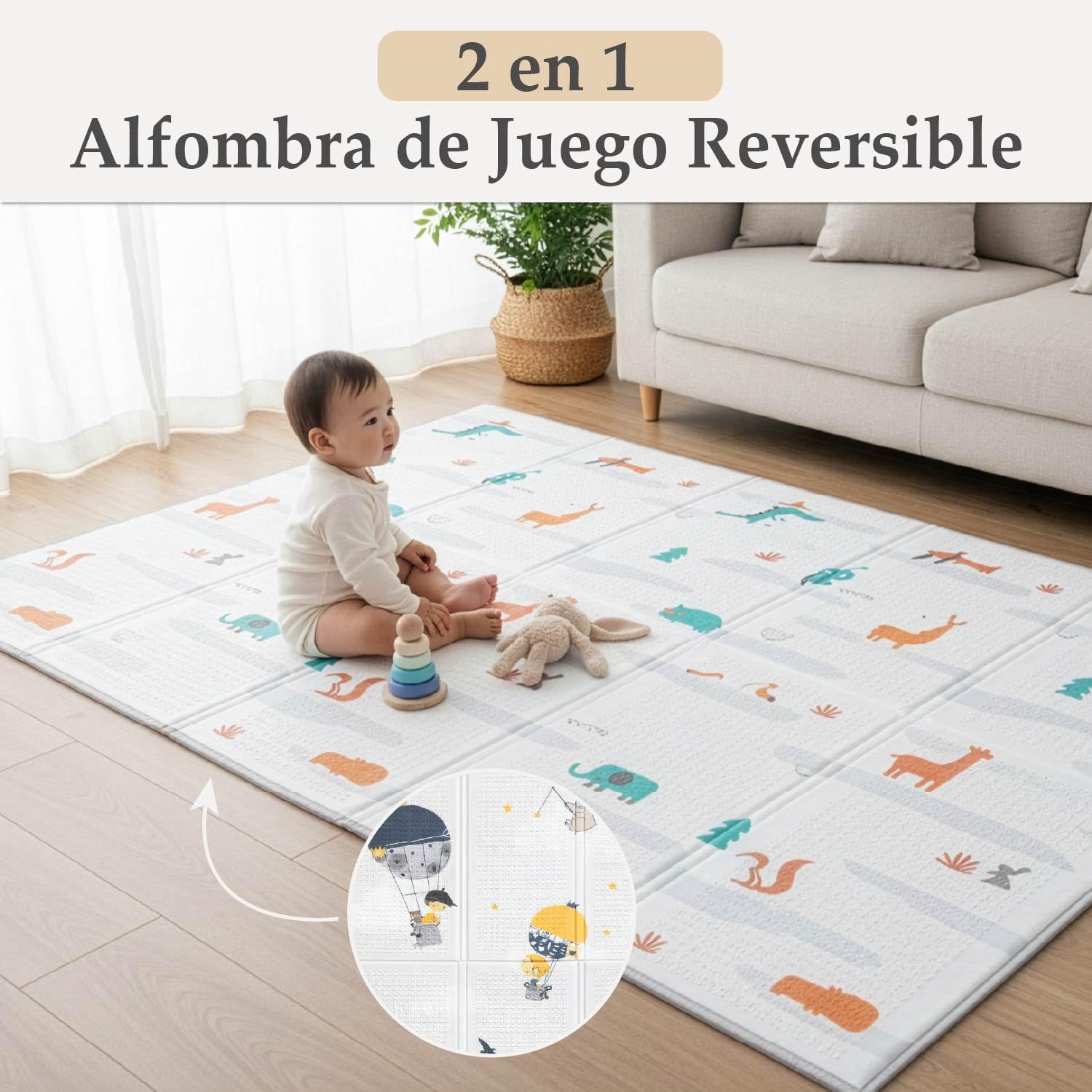 Colchoneta Bebe Suelo | Alfombra Juegos Bebés Acolchada con Bolsa de Transporte | 180x150 cm Baby Playmat, Alta Densidad, Material Espuma XPE | Alfombra Gateo Bebé Suelo Plegable