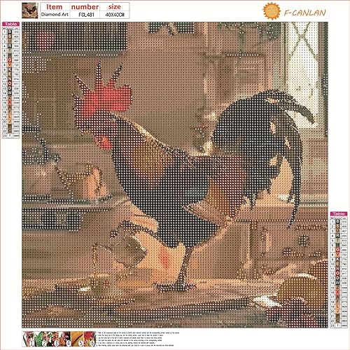 Miniatura 4 de F-CANLAN Kit de pintura de diamante redondo de taladro completo, pintura de café 5D para verter gallo con diamantes, pintura de diamante para