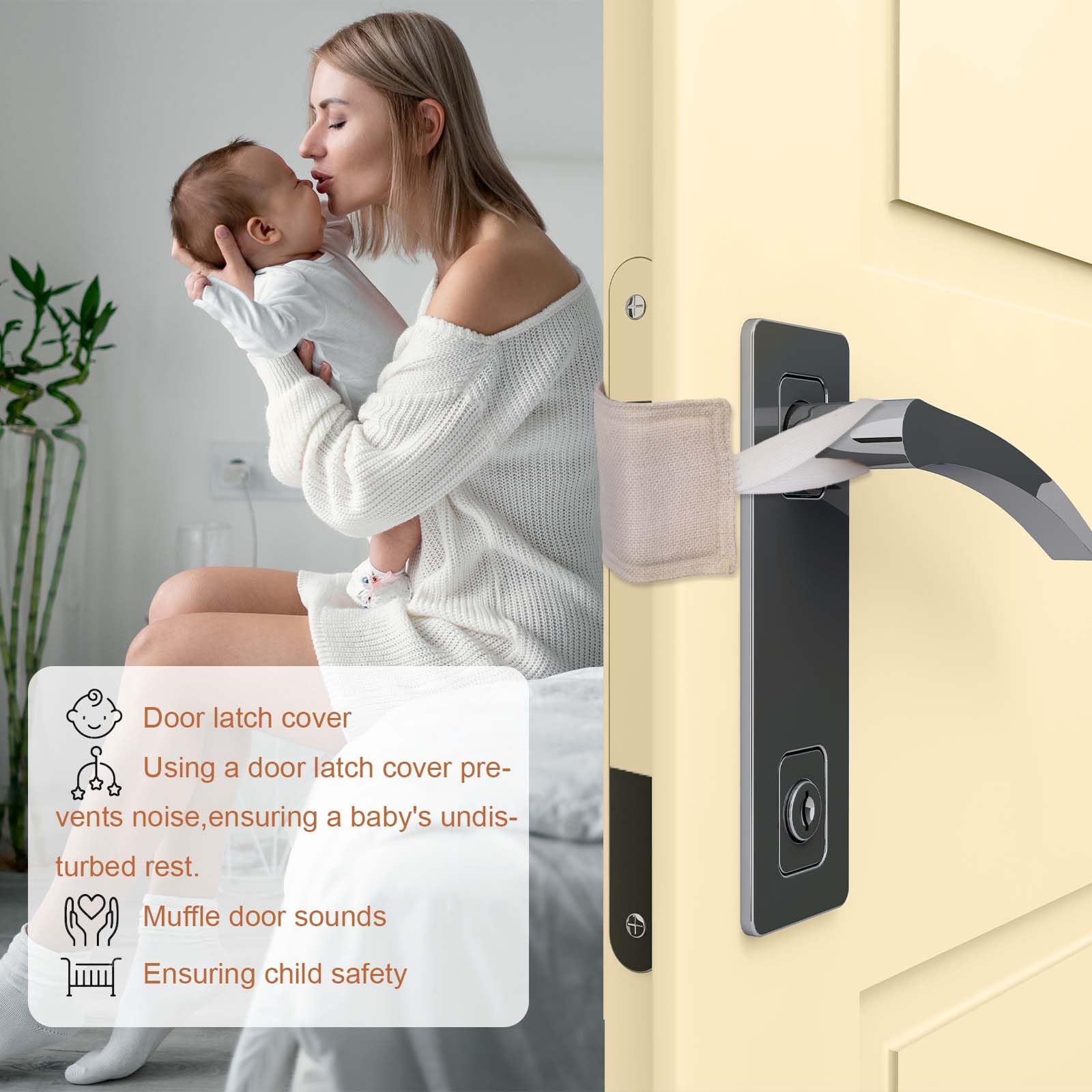 Door Silencer Jammer Closer Cushion Latch Cover 3 Pack For Noise Reducing Quiet Doors Baby Toddler Safety 3.25 X 5.5 Inch (New Grey