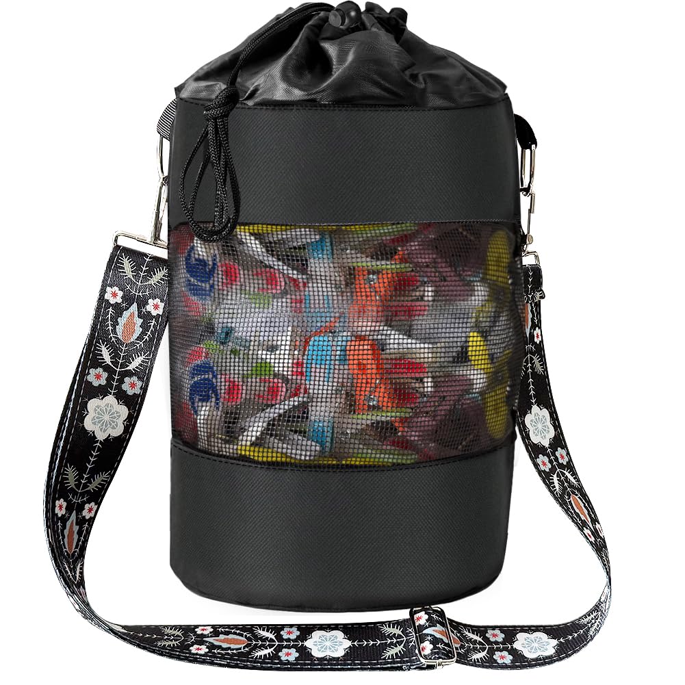 wehers Peg Bag for Washing Line, Black Clothes Peg Bags with Hanger Clothes line Peg Bags with Shoulder Strap and Drawstring Closure