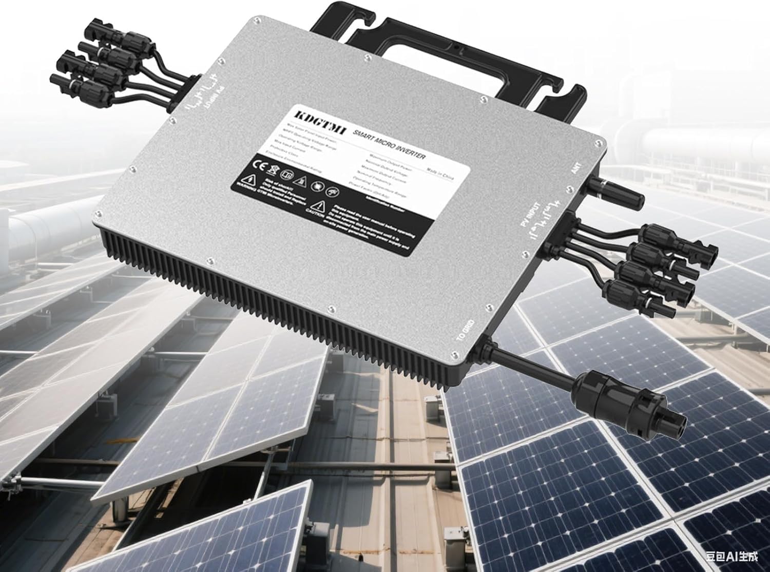 Microinversor solar conectado a la red, MPPT, IP67, control por wifi, refrigeración automática, 120-230 V, identificación automática, inversor de potencia de onda sinusoidal pura,ecológico y práctico.