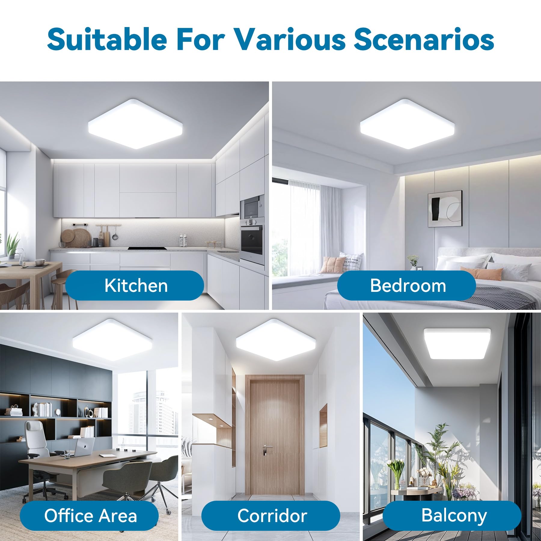 CANMEIJIA Plafonnier Led 36W Luminaire Plafonnier 6500K 3540LM IP44 Plafon Salle de Bain Eclairage De Plafond, Convient Pour Cuisine, Couloir, Chambre à Coucher,23CM