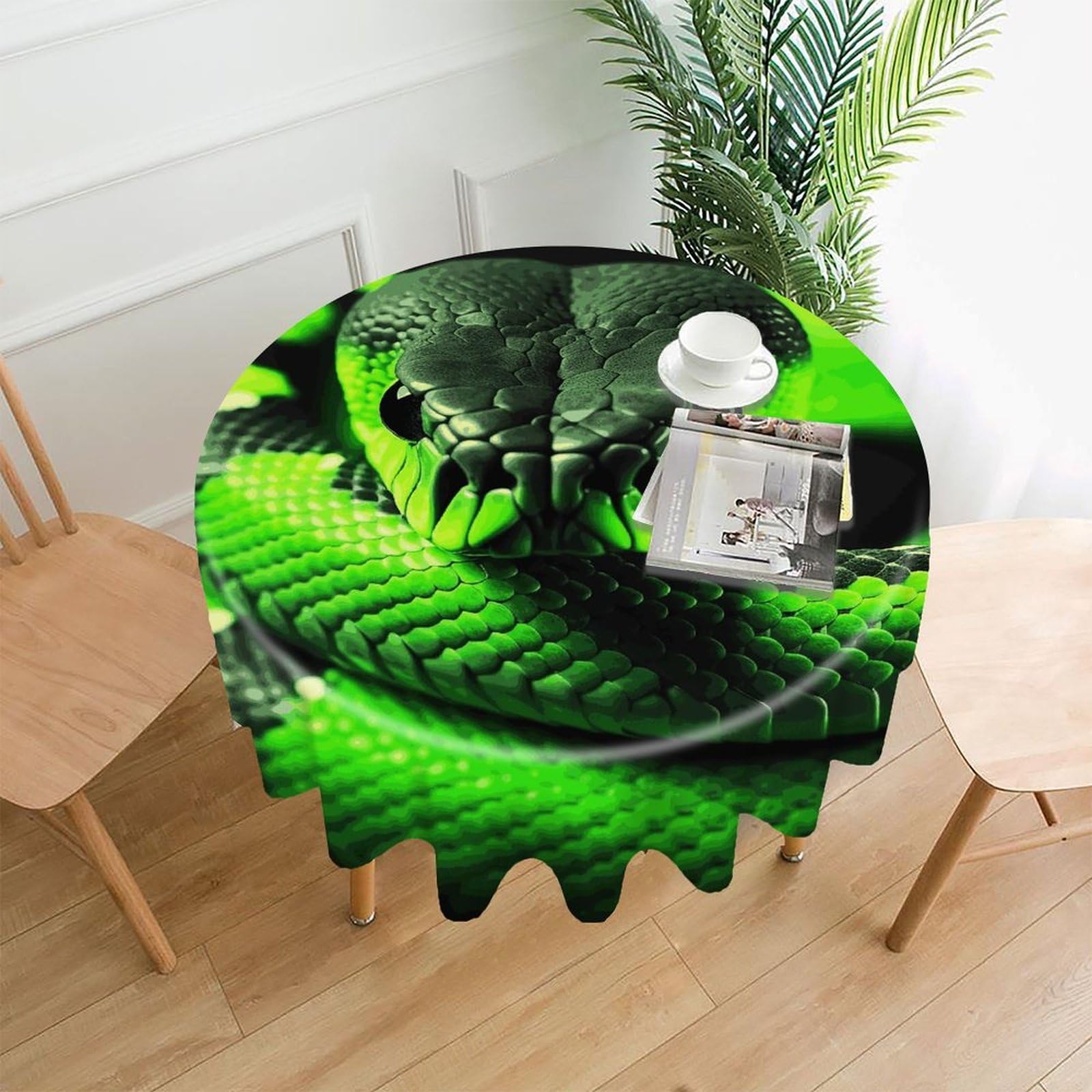 MUSM 60 Inch Snake Round Tablecloth Wipeable Washable Table Cover for Kitchen and Dining Room Decorative Table Cloth for Party Holiday Picnic Outdoor