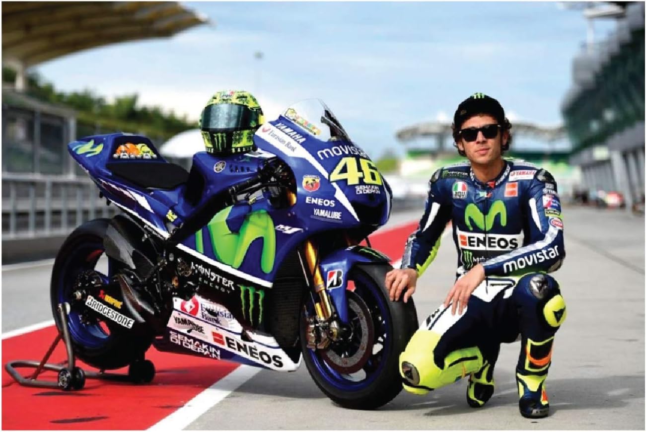 Valentino Rossi Posters for Bedroom Home Boys Room Valentino Rossi Vr 46 Hd Wall Posters 300GSM Multicolored L x H,18 Inches X 12 Inches.