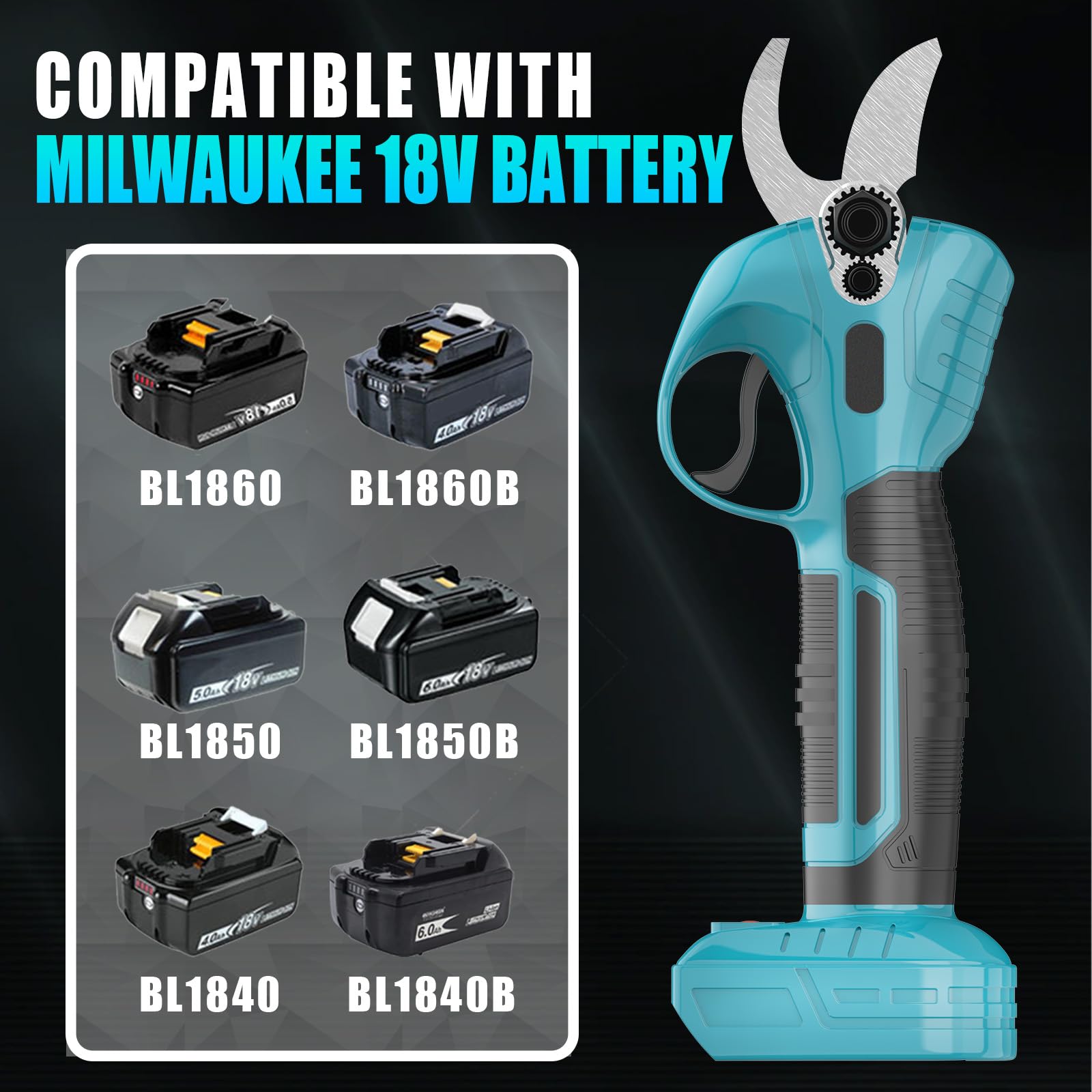 Tijeras de podar eléctricas profesionales con batería, repuesto para Makita, tijeras de podar con batería de 2 x 3,0 Ah, diámetro máximo de corte de 30 mm, ramas con batería para podar el jardín