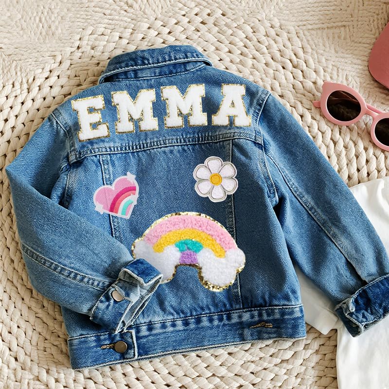 Personalized Kids Denim Jacket with Names, Back to School Outfits, Custom Jean Jacket for 1-8 Year Old Girl Gifts2