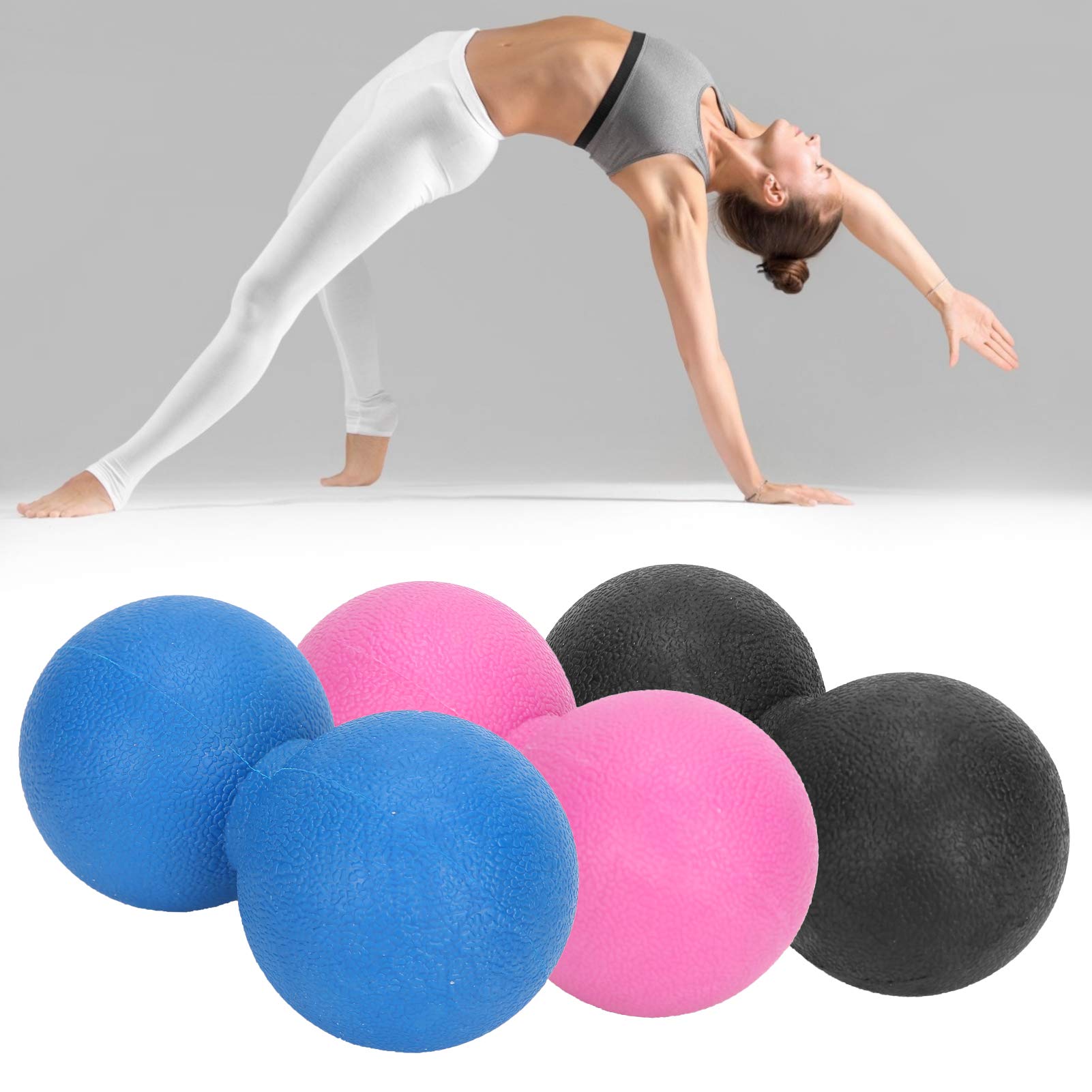 Erdnussförmiger Selbstfaszienentspannender Massageball aus TPR Material zur Linderung von Muskelermüdung Triggerpunkten tragbar für Fitness Faszientraining (schwarz rosa