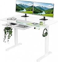 Vista 13 de INNOVAR Escritorio de pie de cristal con cajones, escritorio eléctrico de altura ajustable, pequeños escritorios de pie con almacenamiento, 40