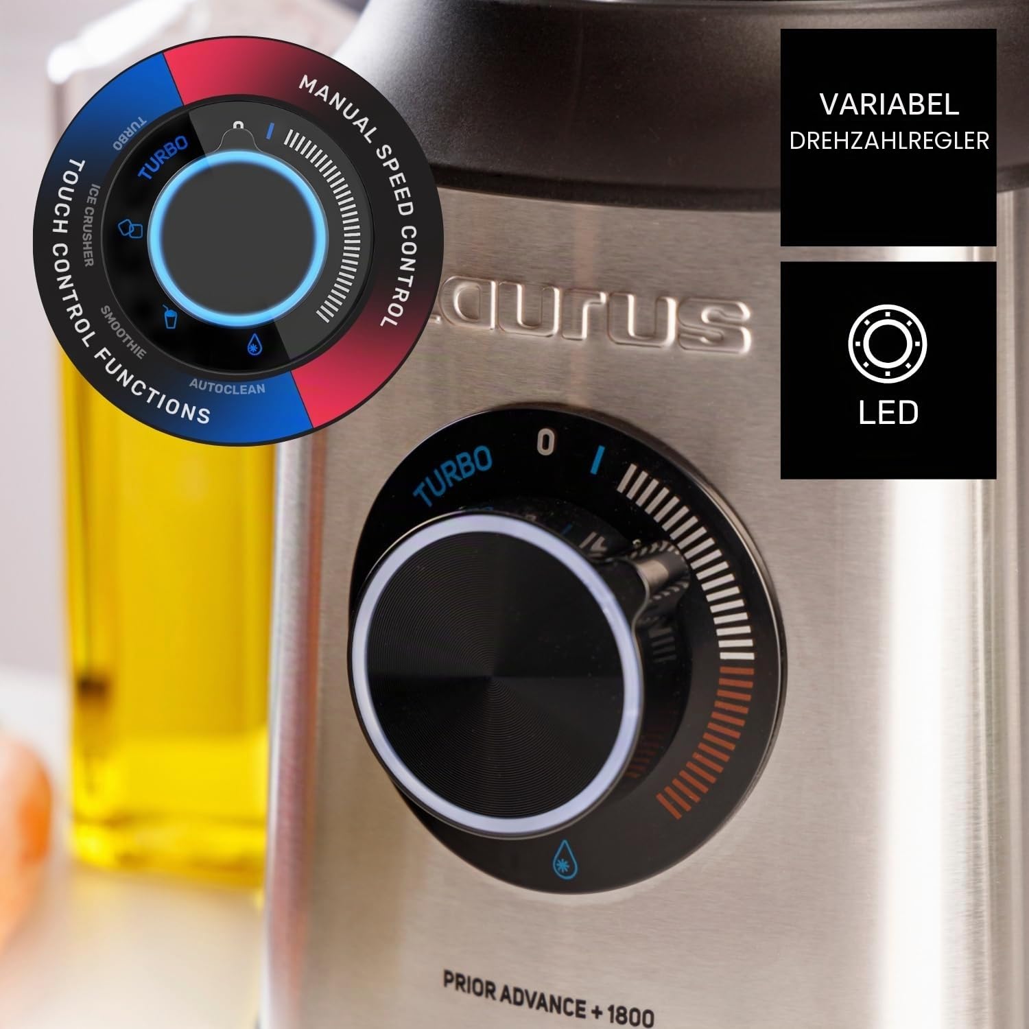 TAURUS Standmixer 1800W 2L 20 Geschwindigkeiten Turbo mit To-Go-Becher