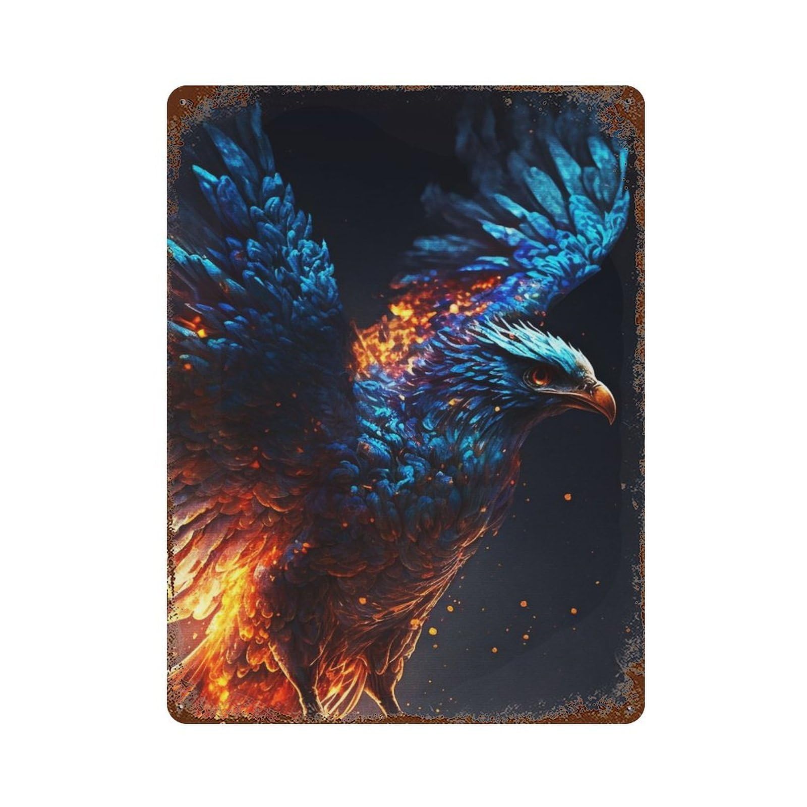 Blue Phoenix Retro Metal Sign 15.7"x11.8", Ideal for Cafe, Home Bar And Lounge Decor