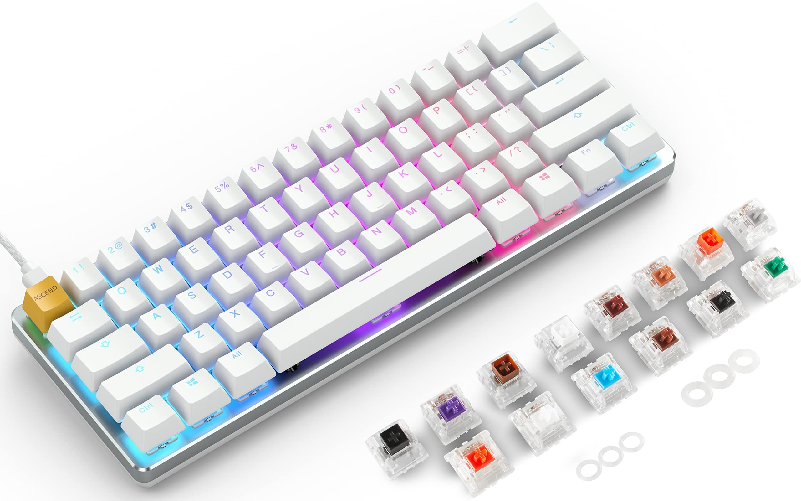 Glorious PC Gaming Race (Keyboard + Switch) Glorious GMMK Modular Mechanical Gaming Keyboard - 60% Compact Size (61 Key) Keyboard Switch Sample Pack (Bundle)