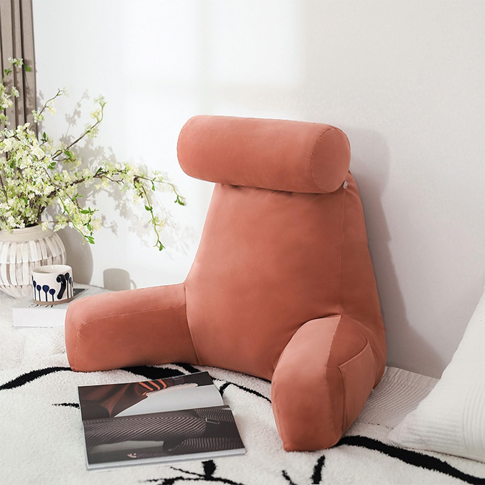 YKMYXZ support pillow， With Detachable Neck,WithSupport,Ergonomic Lumbar Support Cushion(Amber Orange,80x40x65cm)
