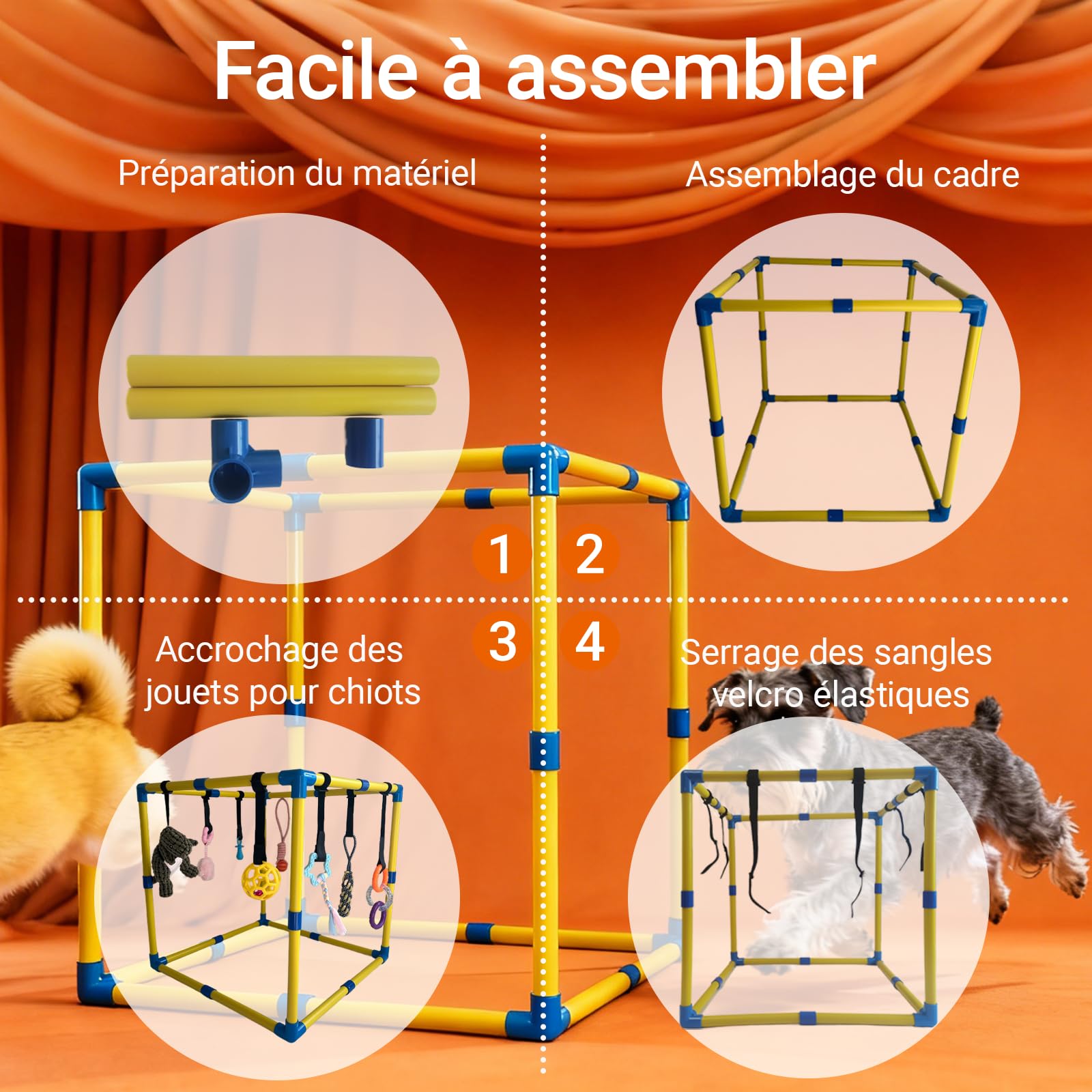 Aire de jeux pour chiot, Jouets d'enrichissement pour chiot pour les garder occupés, 9 jouets suspendus détachables/remplaçables pour chiot, Jouets pour chien pour s'amuser et faire de