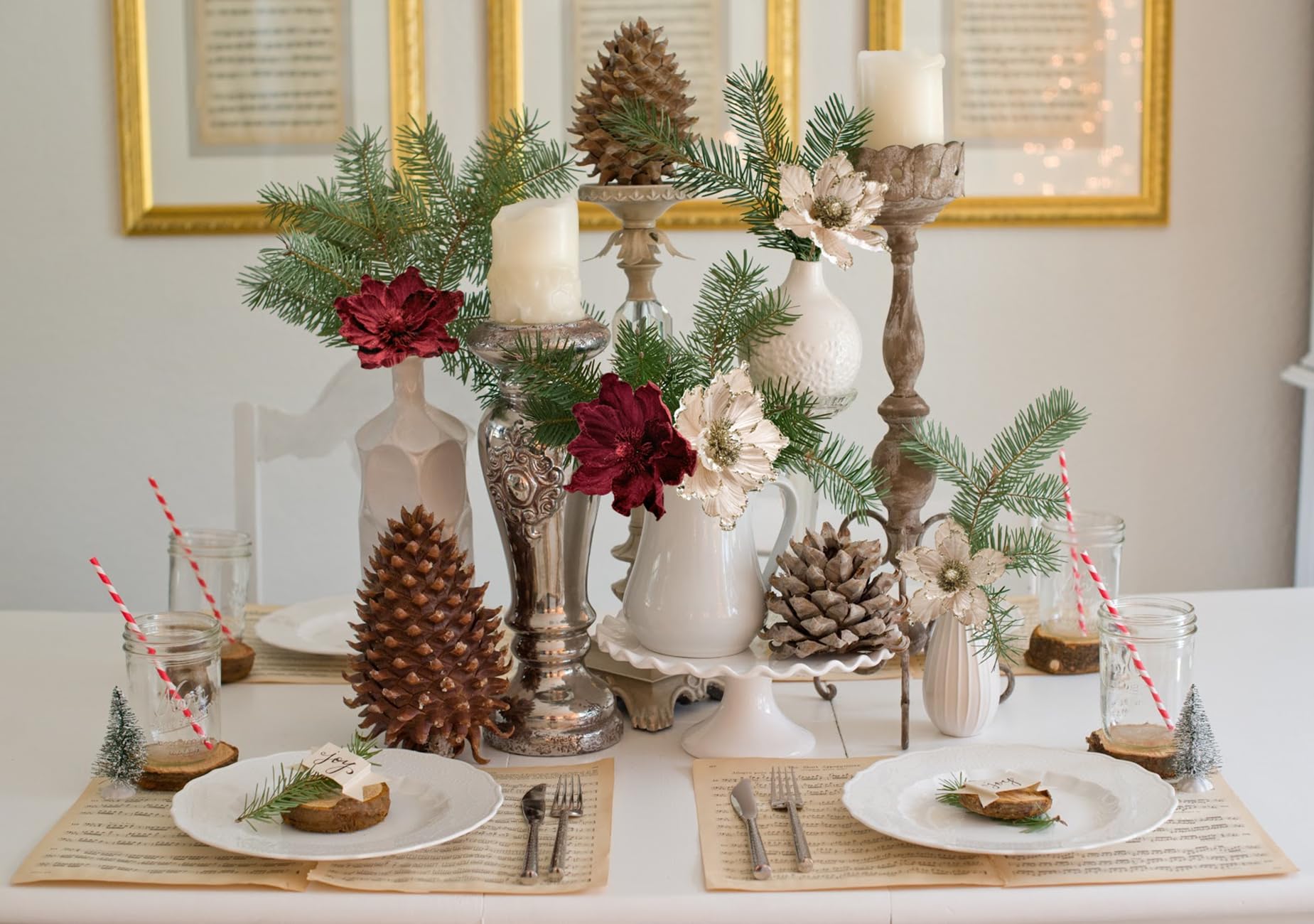 M2cbridge Künstliche Weihnachts-Magnolien-Blumen, roter Samt, Weihnachtsstern, Blumenplektren für Weihnachtskranz, Baumschmuck (4 Stück Champagner-Magnolie)