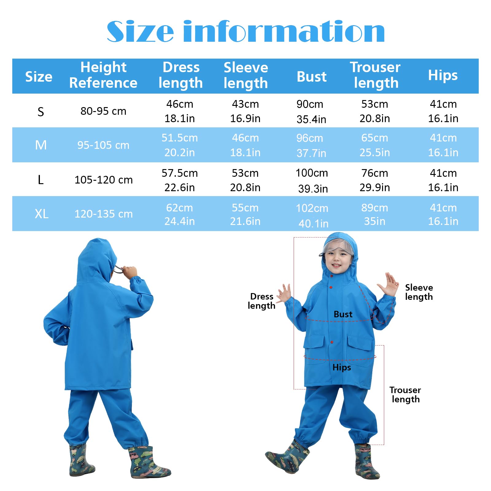 Unisexe Enfants Imperméables Veste Imperméable avec Jarretelles Pantalon De Pluie Léger À Capuche En Plein Air Pour Enfants Pour Garçon Et Fille